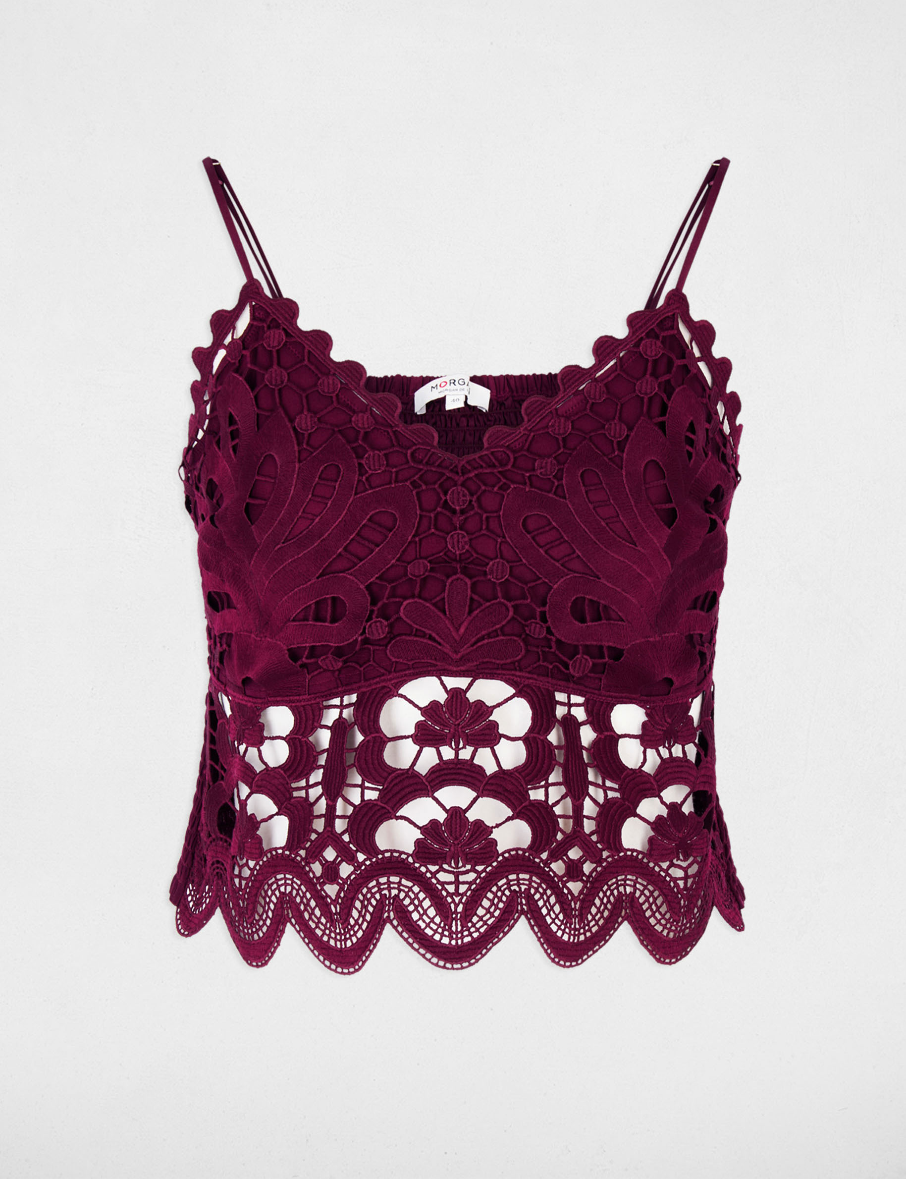 Crop top tirantes finos ciruela mujer