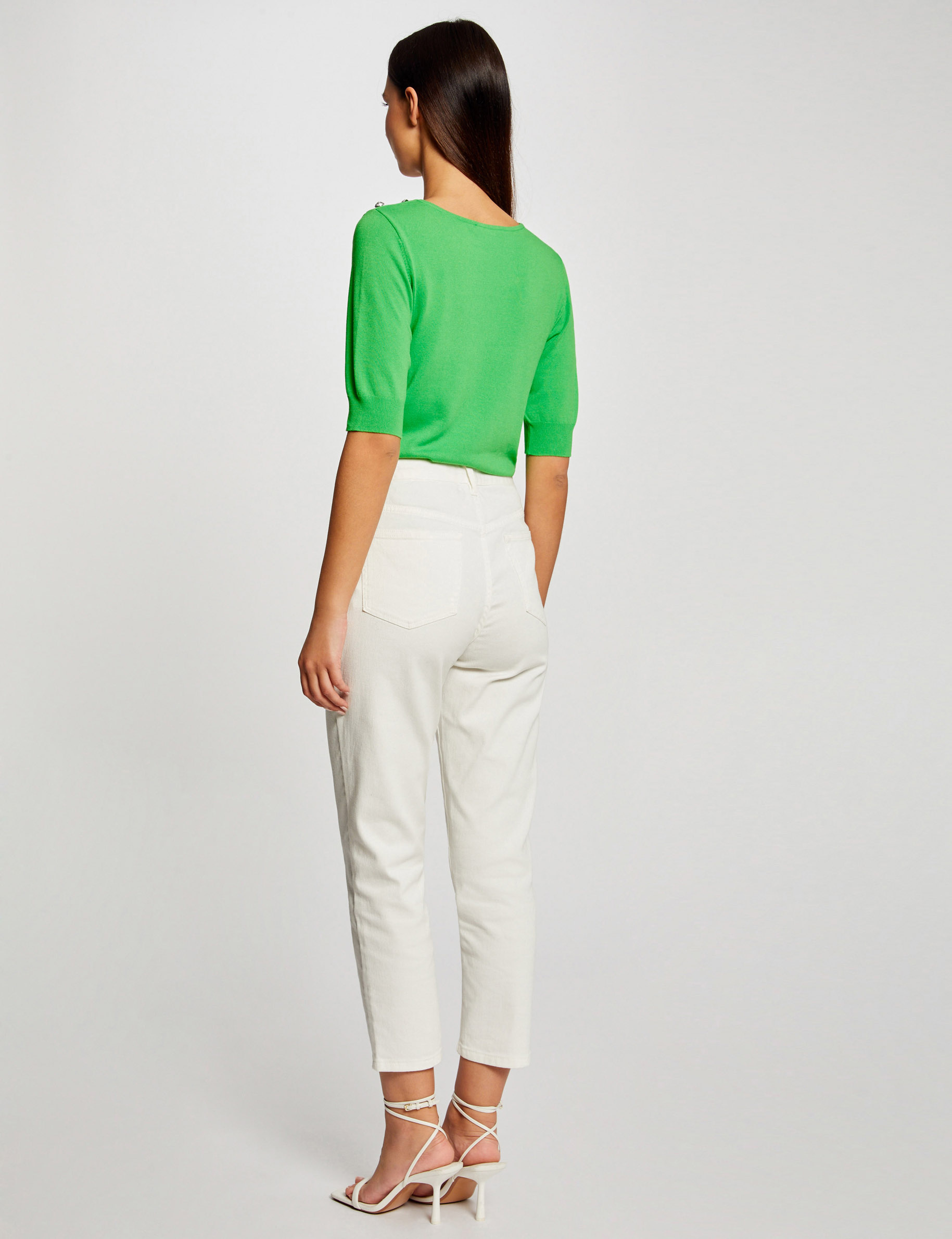 Jersey manga 3/4 con botones verde claro mujer