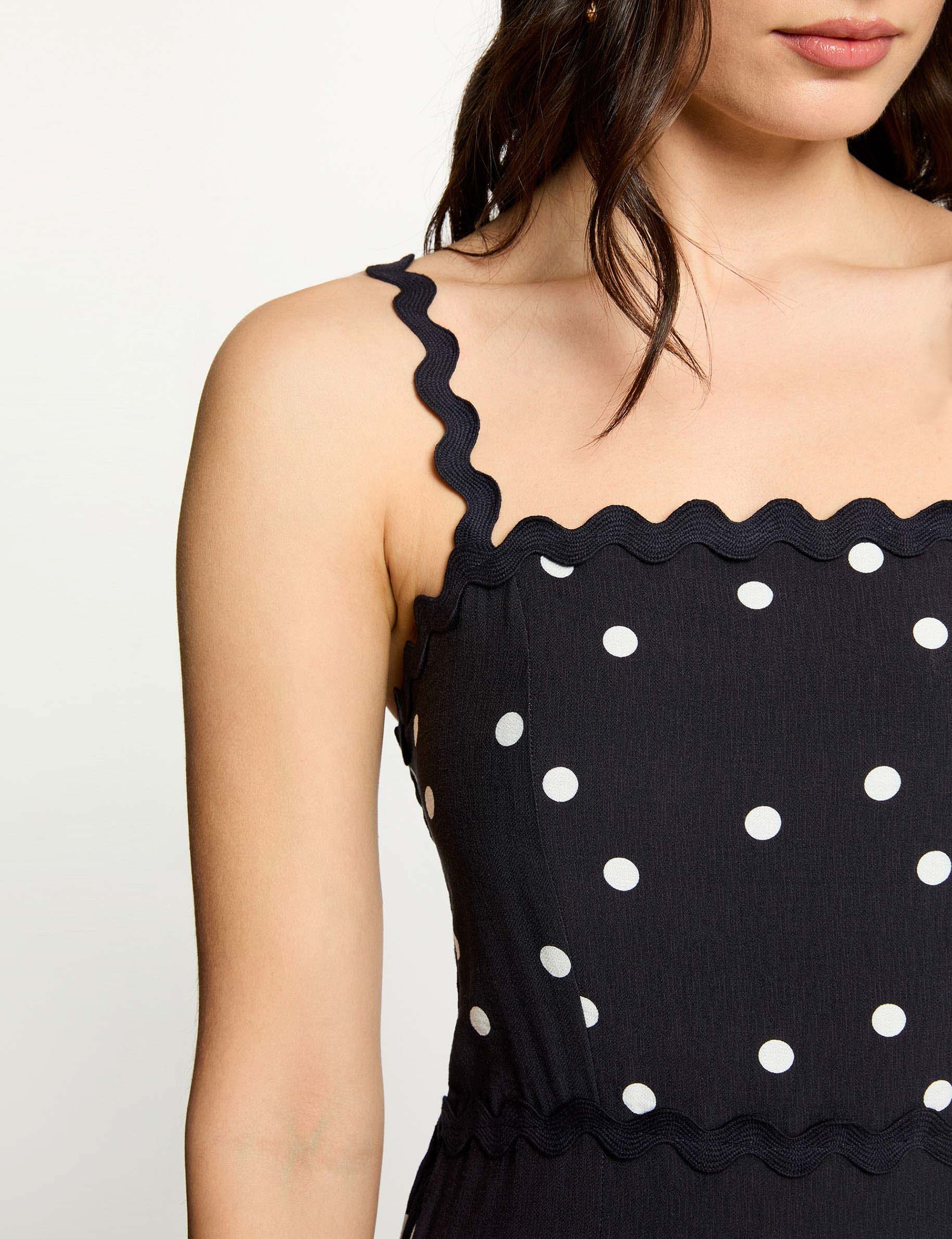 Vestido midi de lunares azul marino mujer