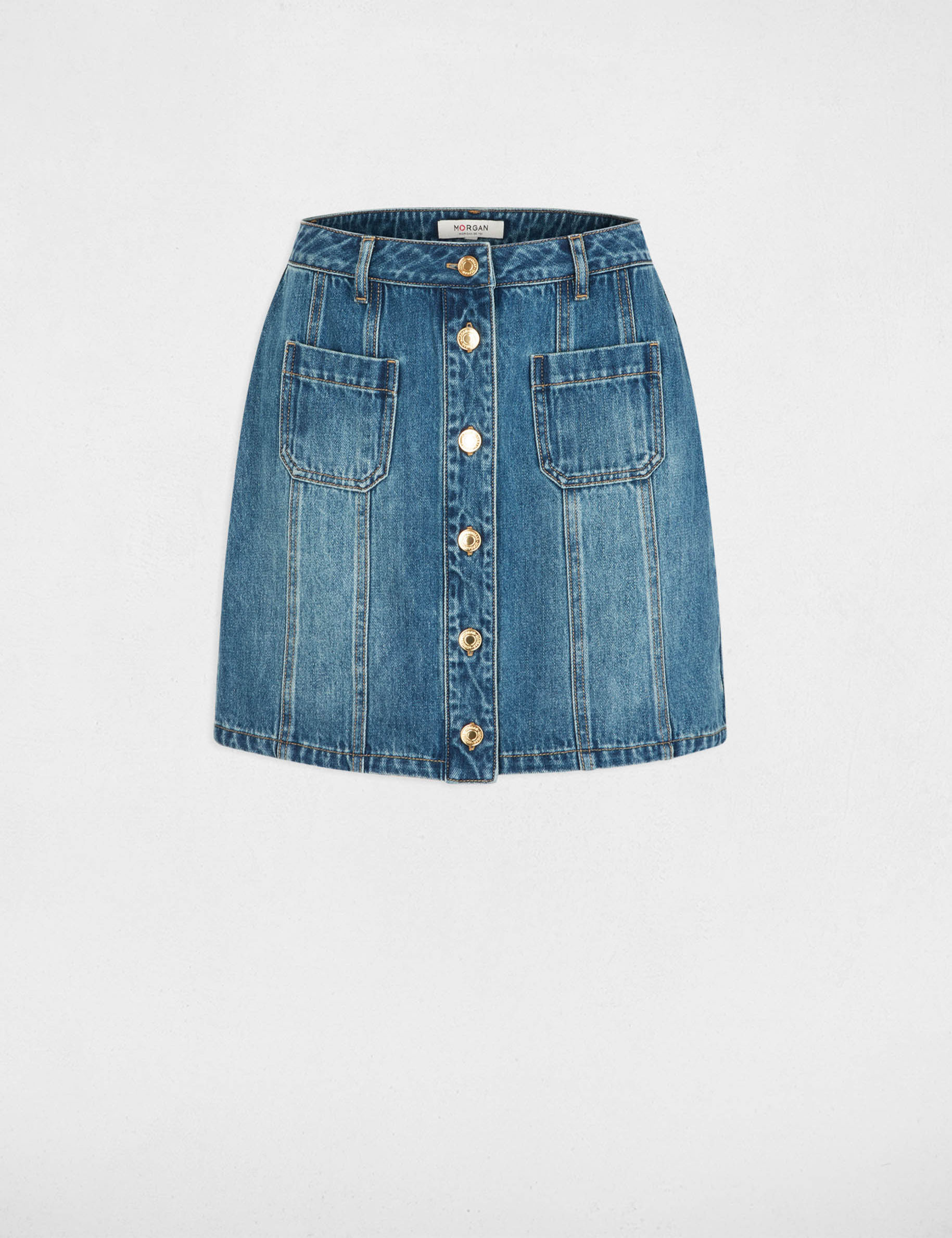 Falda corta ajustada denim stone mujer