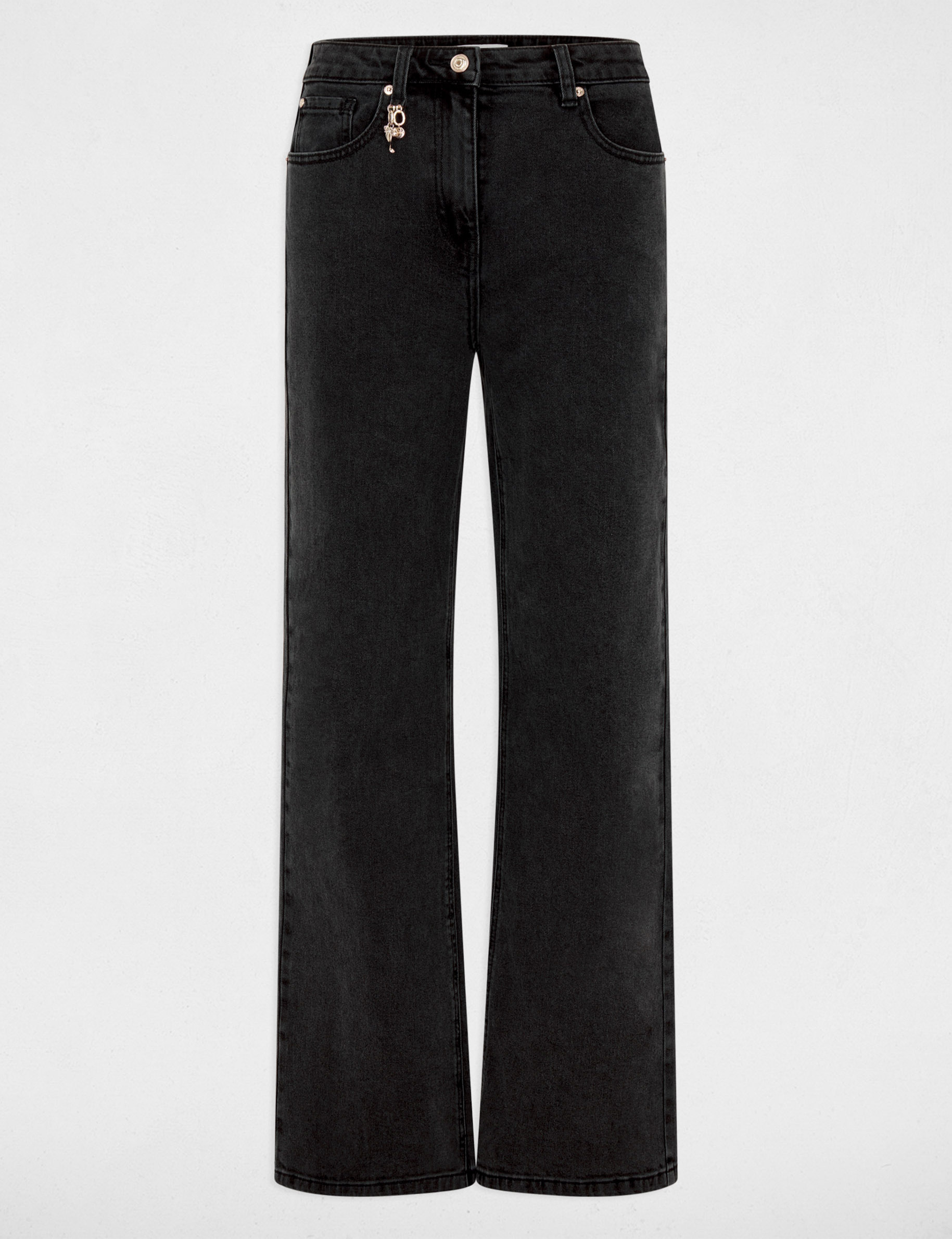 Vaqueros anchos de tiro alto denim negro mujer