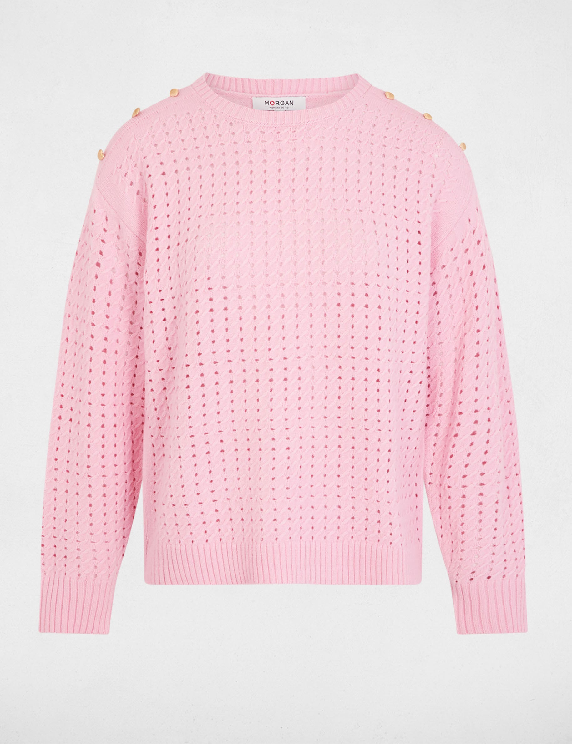 Jersey con hombros abotonados rosa claro mujer