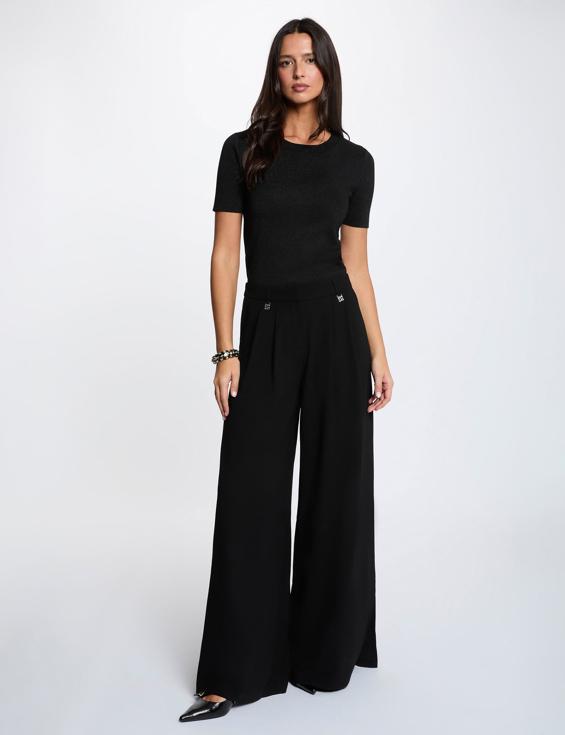 Jersey cuello redondo negro mujer