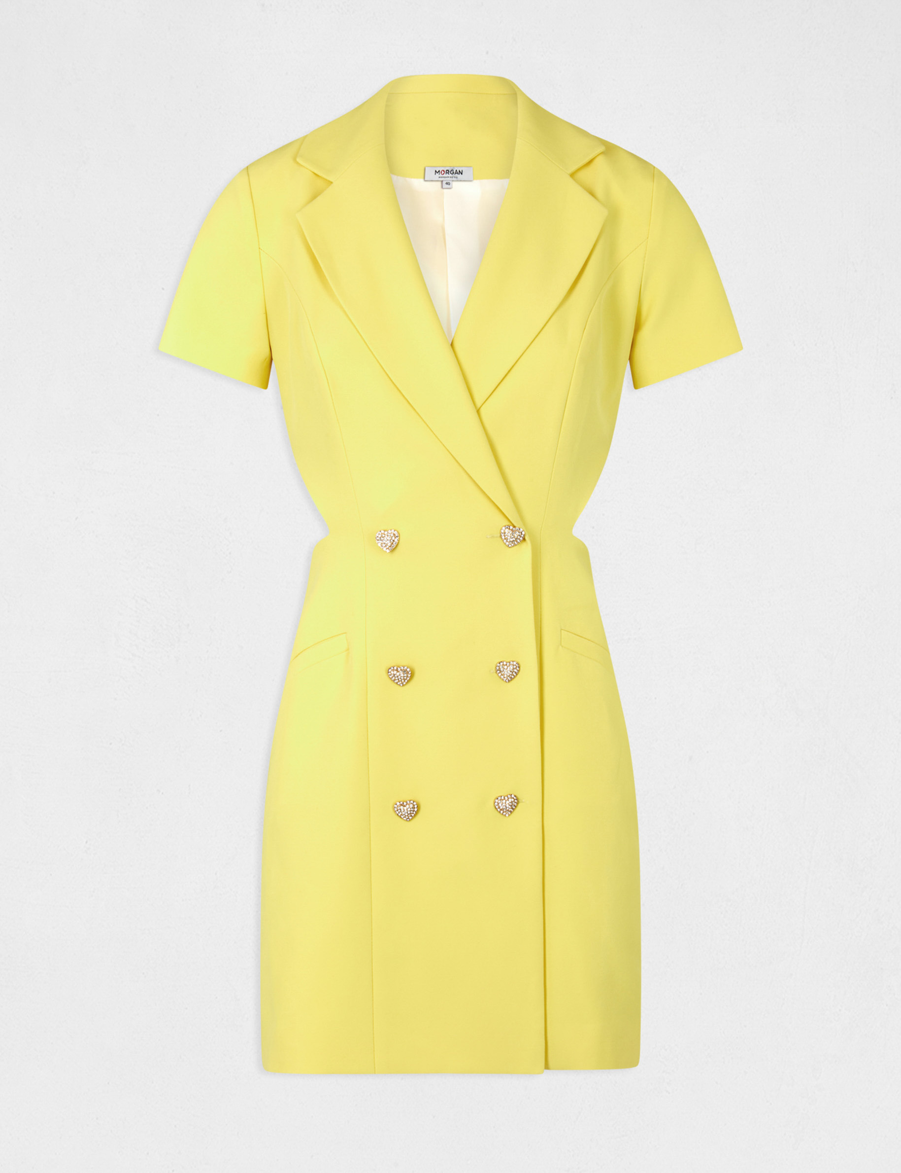Vestido cruzado con aberturas amarillo mujer Vestido cruzado con aberturas amarillo mujer