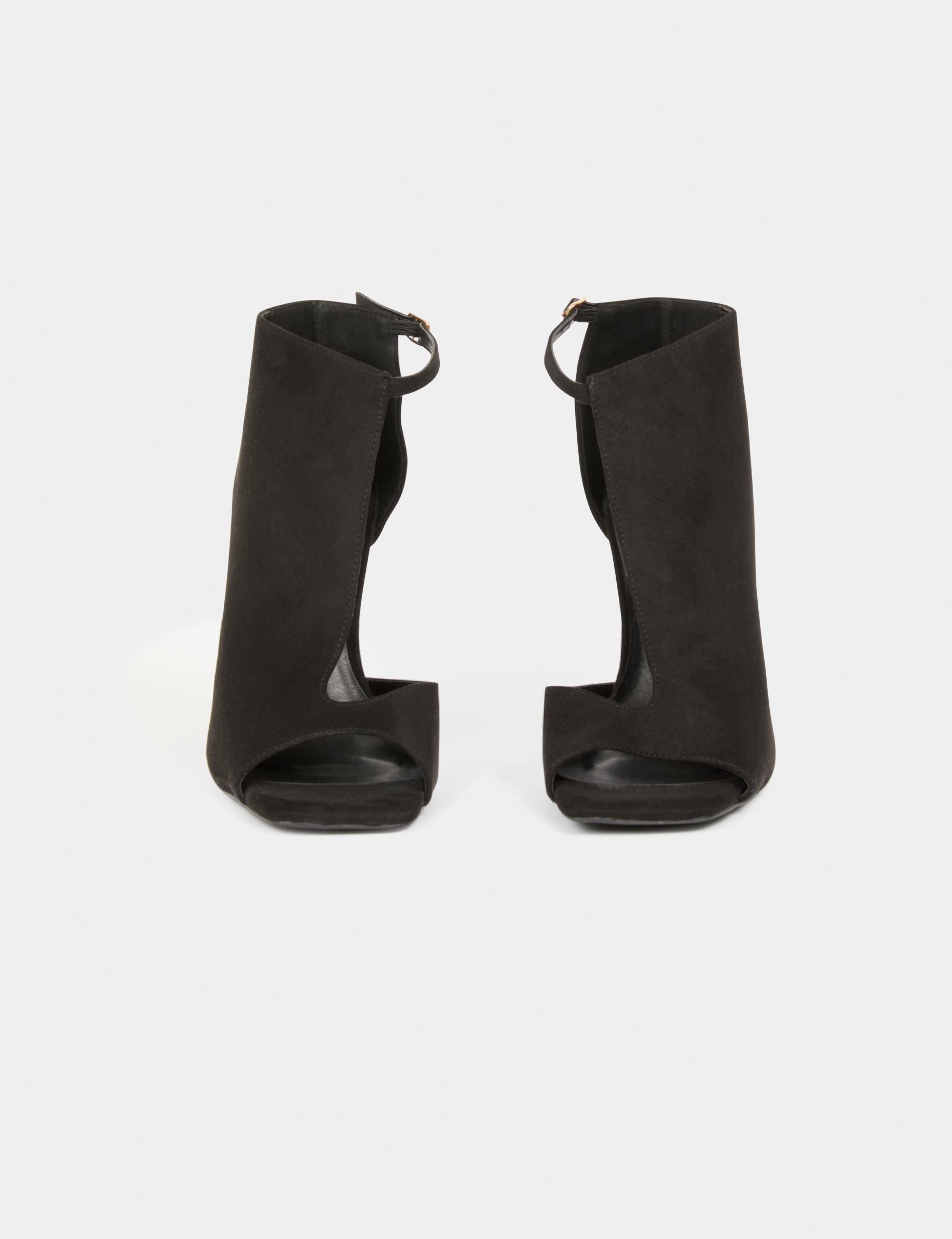 sandalias medias descubiertas de tacon negro mujer Sandalias medias descubiertas de tacón negro mujer
