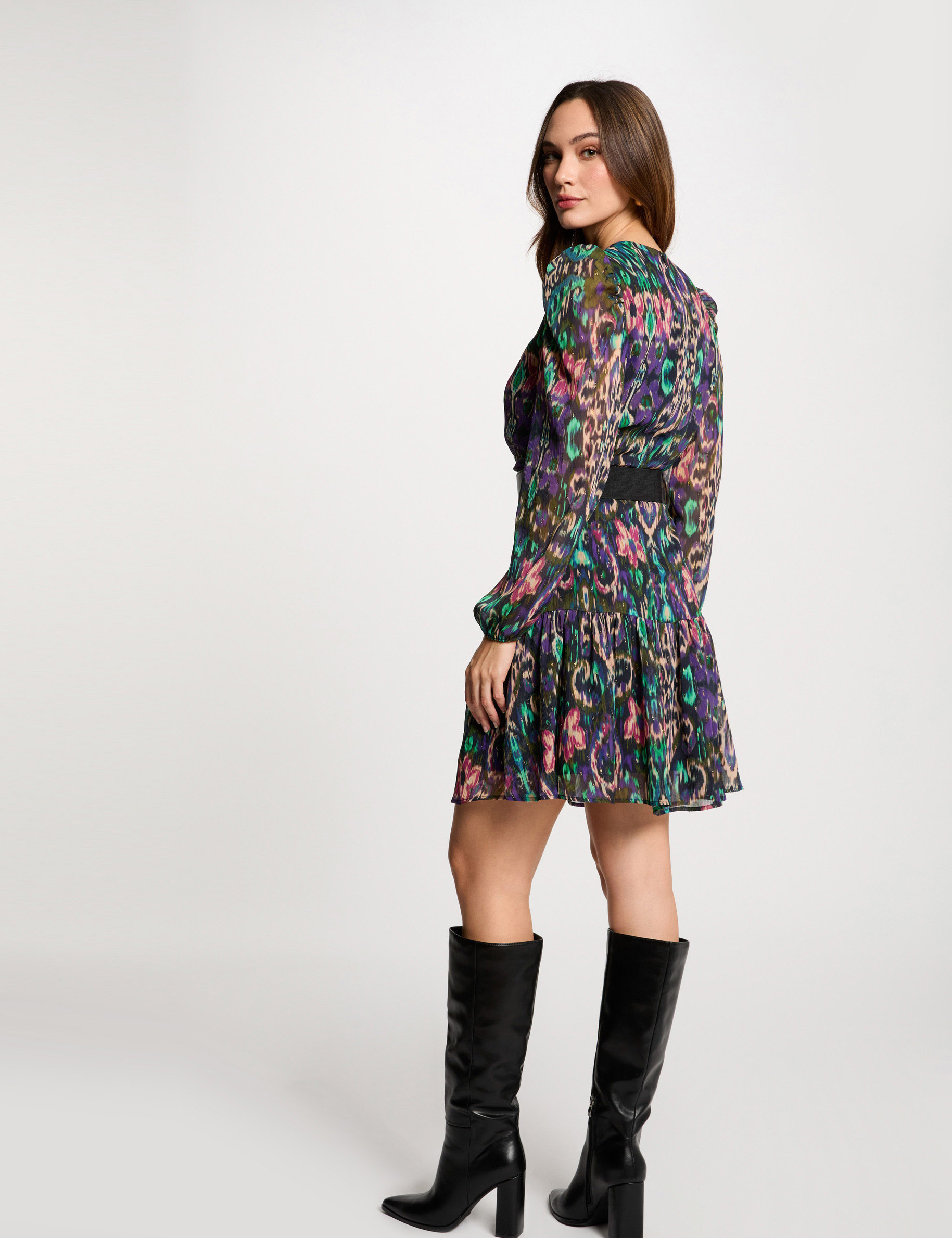 vestido acampado estampado multicolor mujer Vestido acampado estampado multicolor mujer