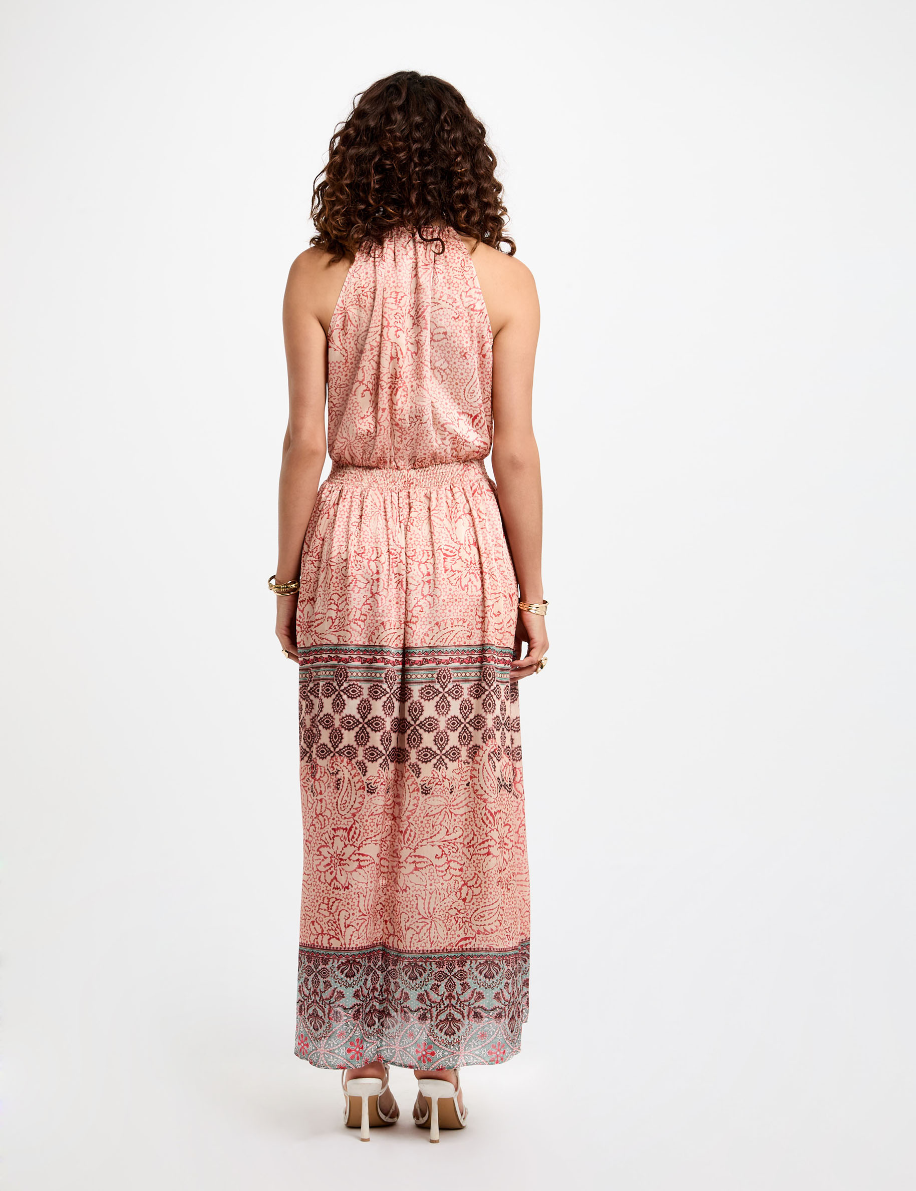 vestido largo recto estampado multicolor mujer Vestido largo recto estampado multicolor mujer