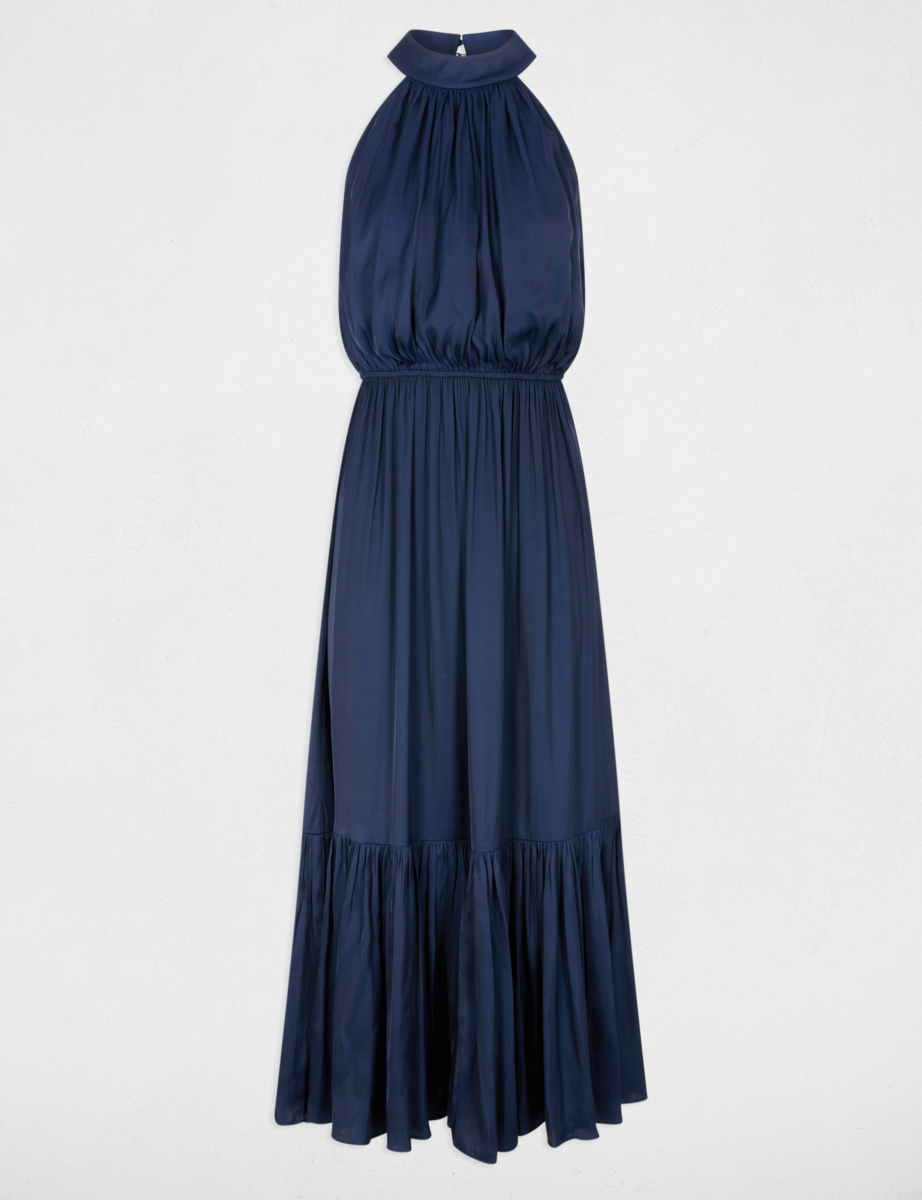Vestido largo acampanado holgado azul marino mujer