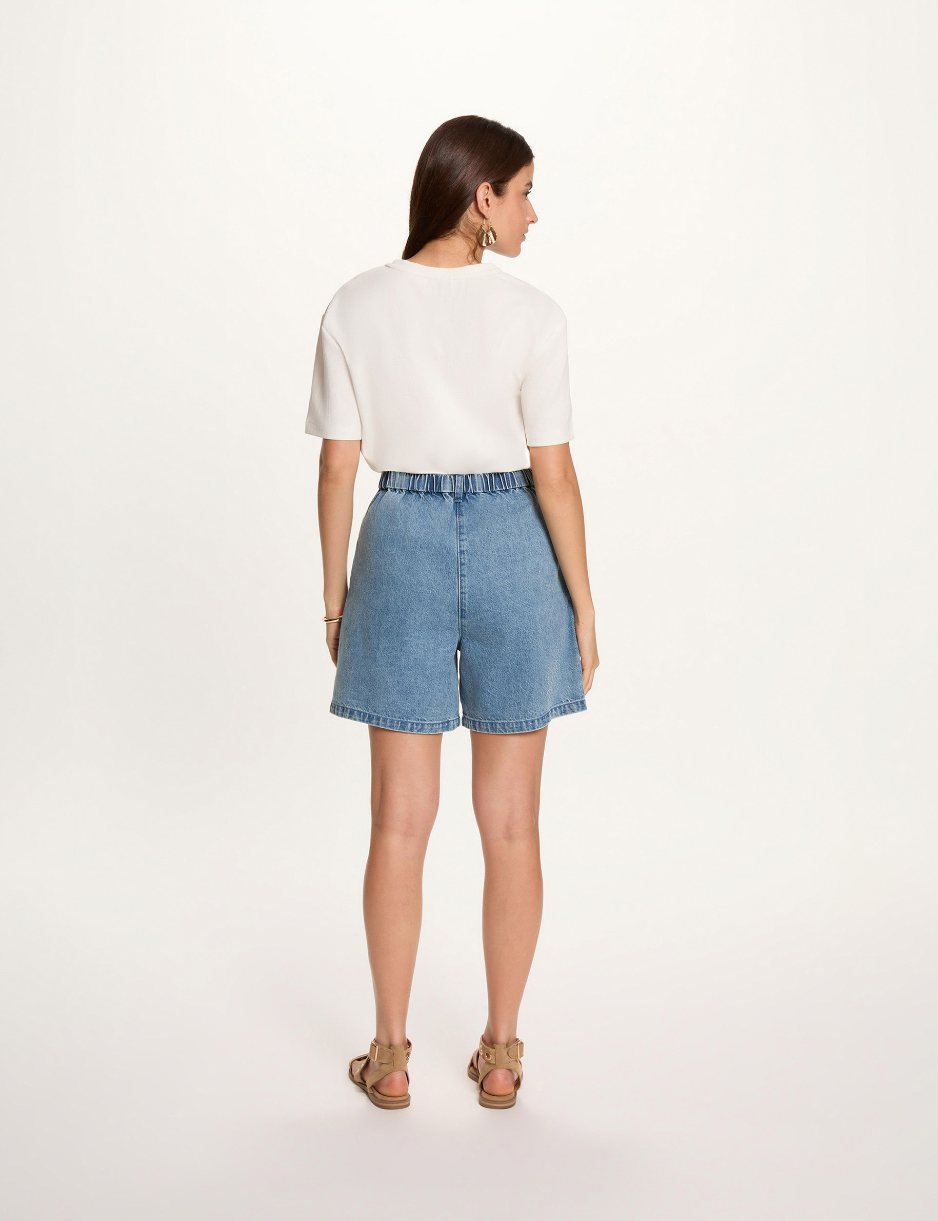 Camiseta de cuello redondo blanco mujer