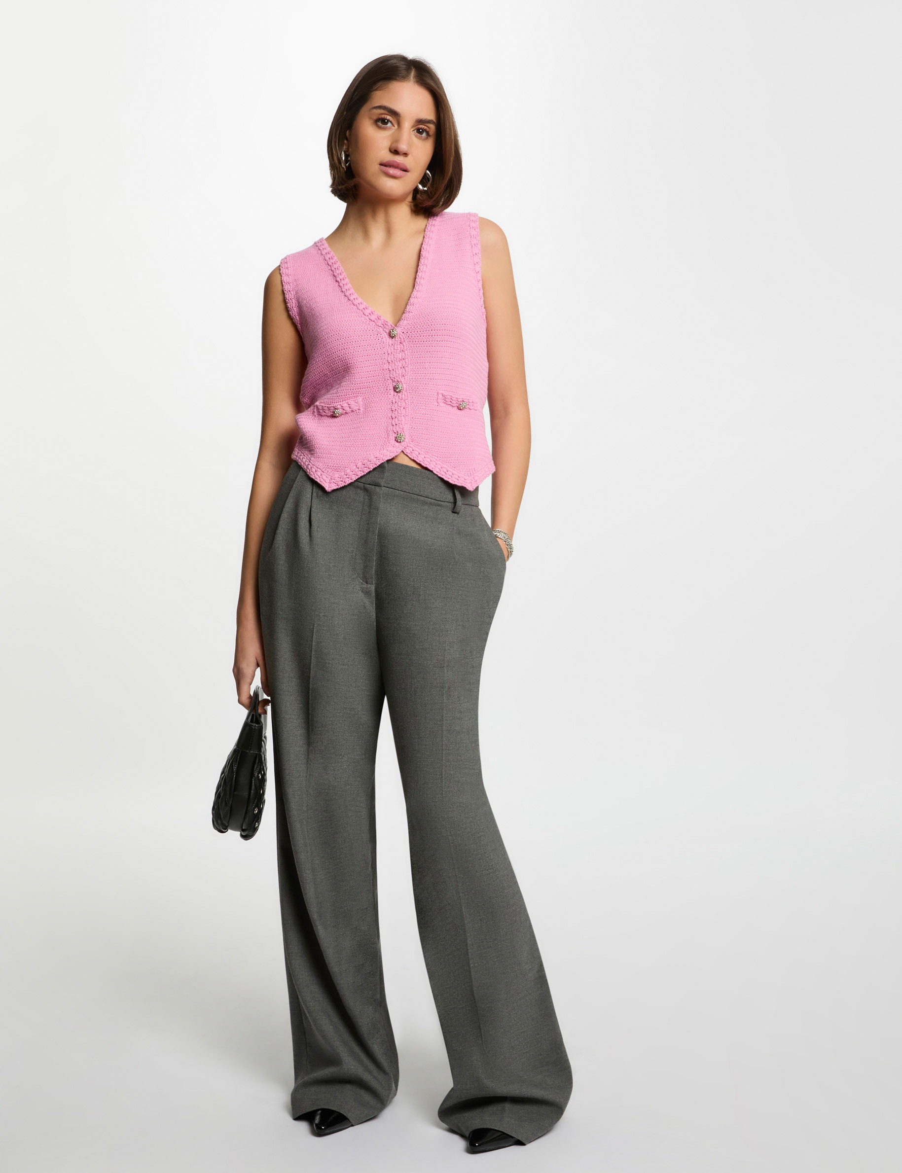 cardigan sin manga rosa mujer Cárdigan sin manga rosa mujer