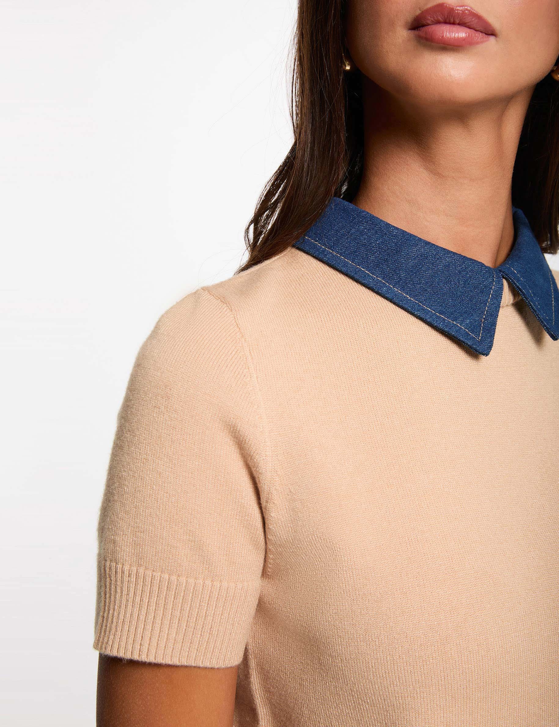 Jersey con cuello vuelto c&aacute;mel mujer