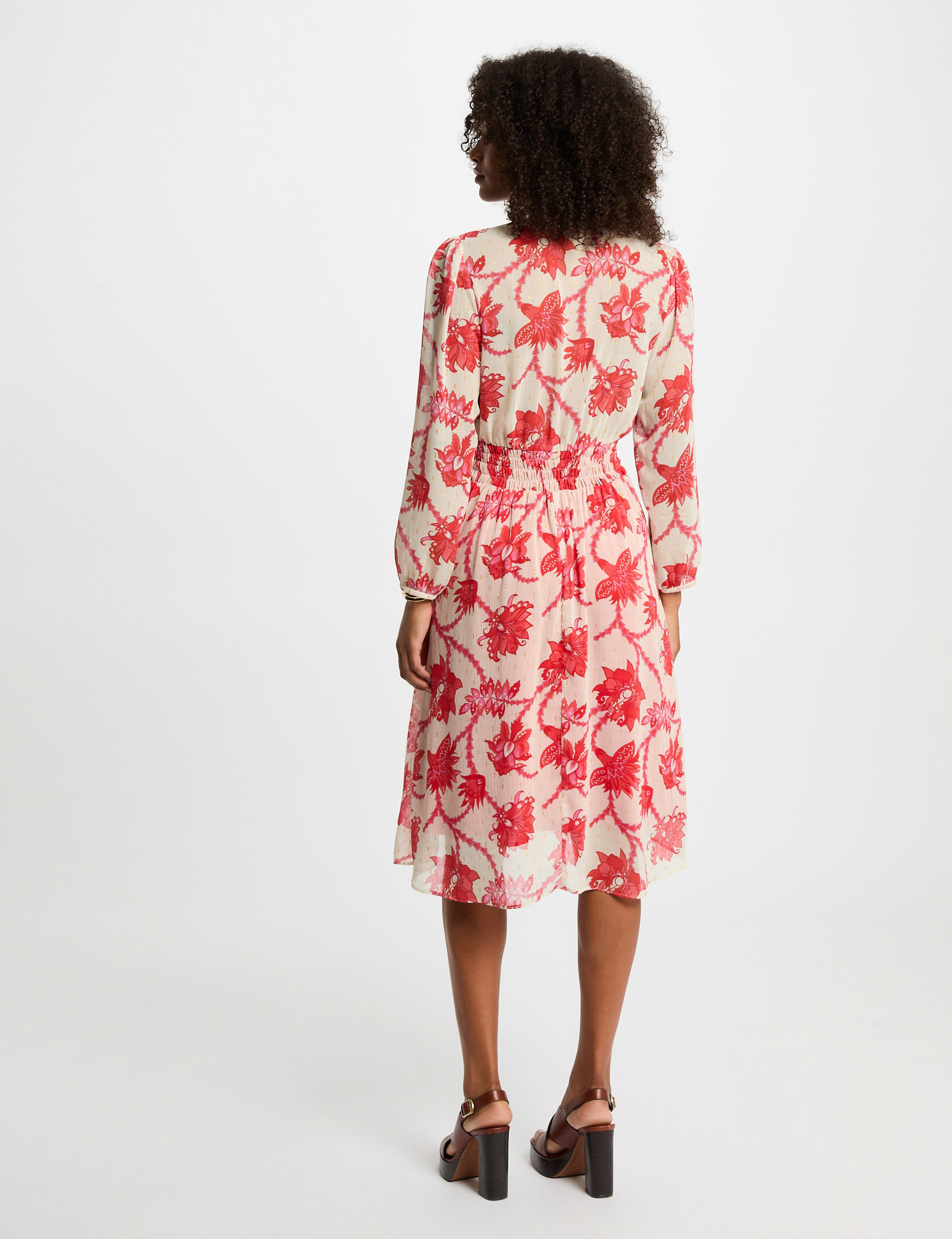 Vestido acampanado estampado multicolor mujer