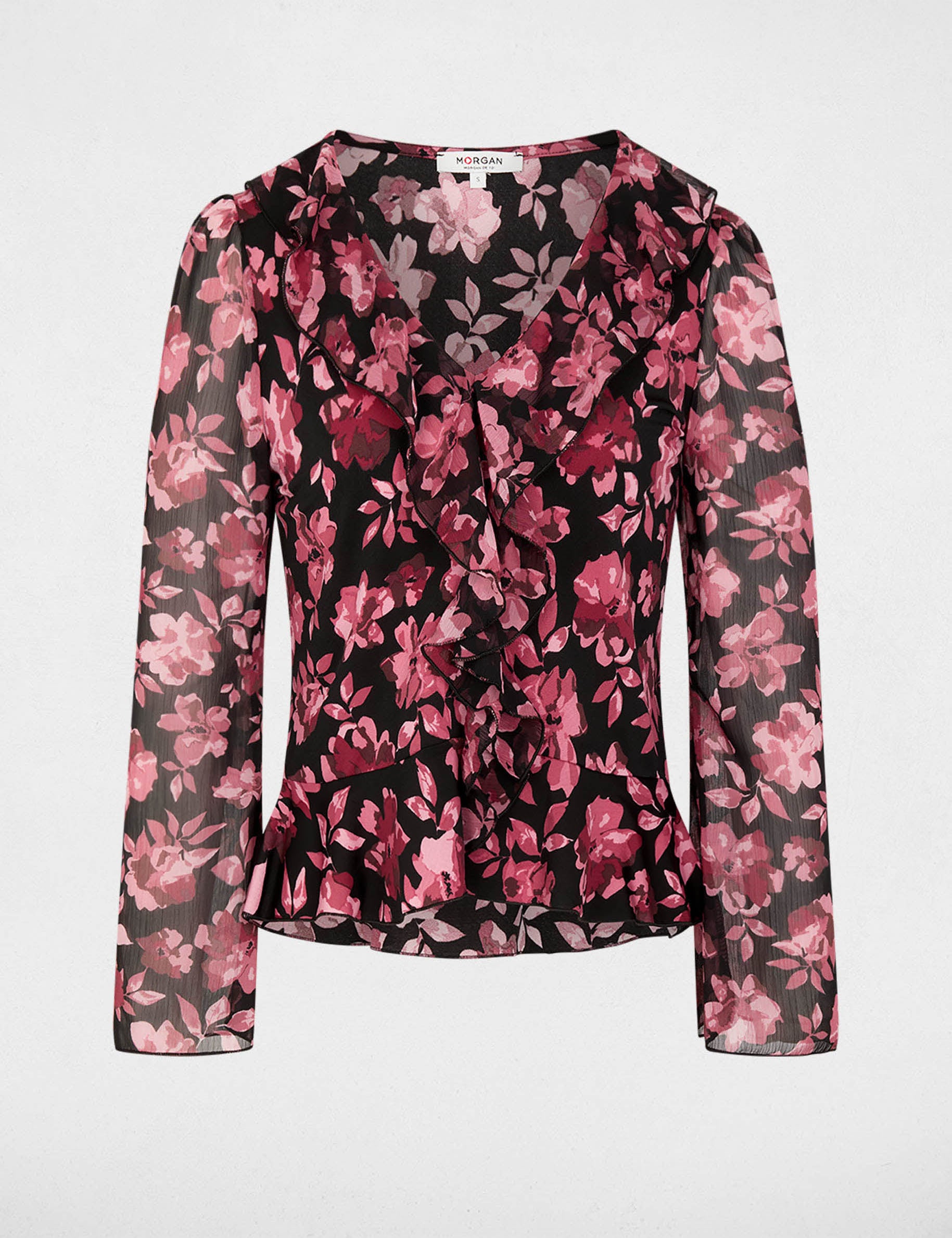 Blusa cuello v con volantes multicolor mujer