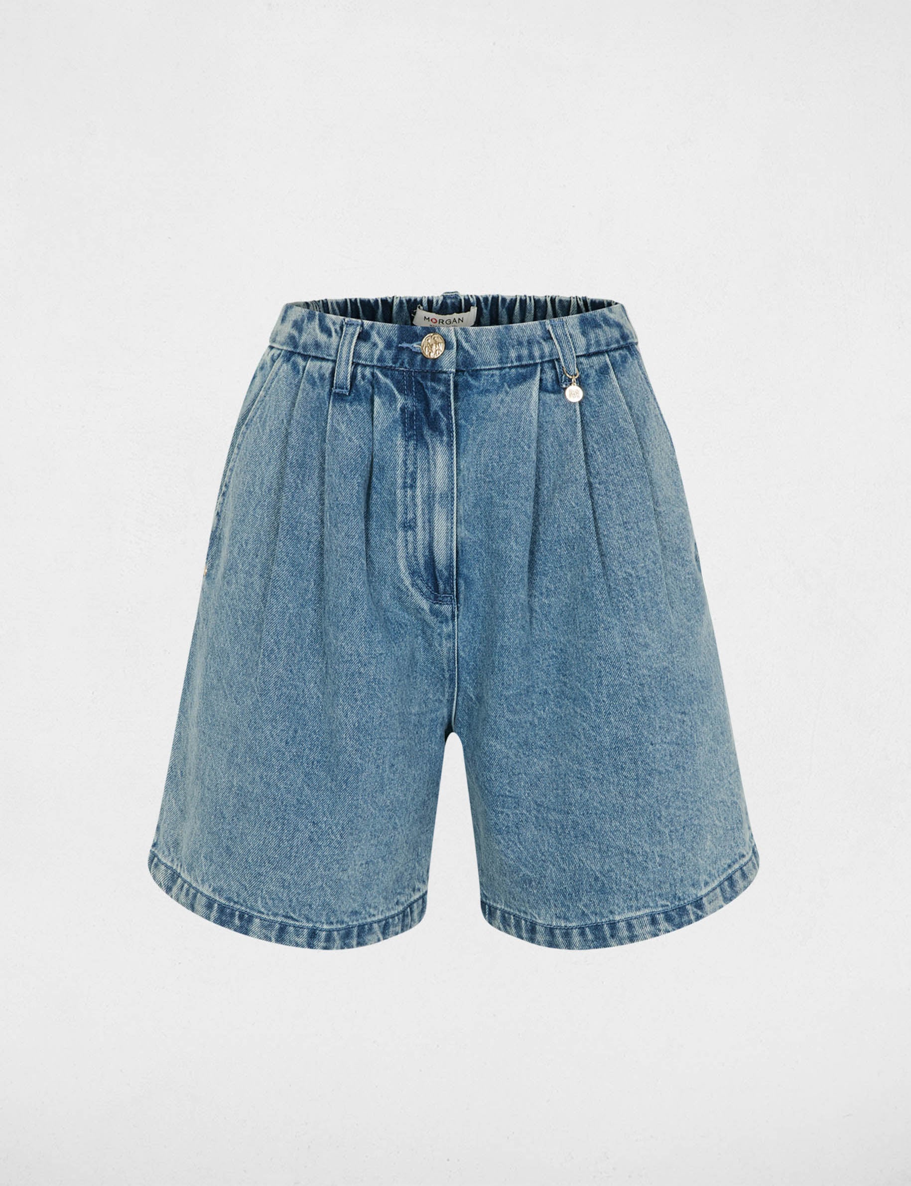 Bermuda de cintura alta denim doble stone mujer