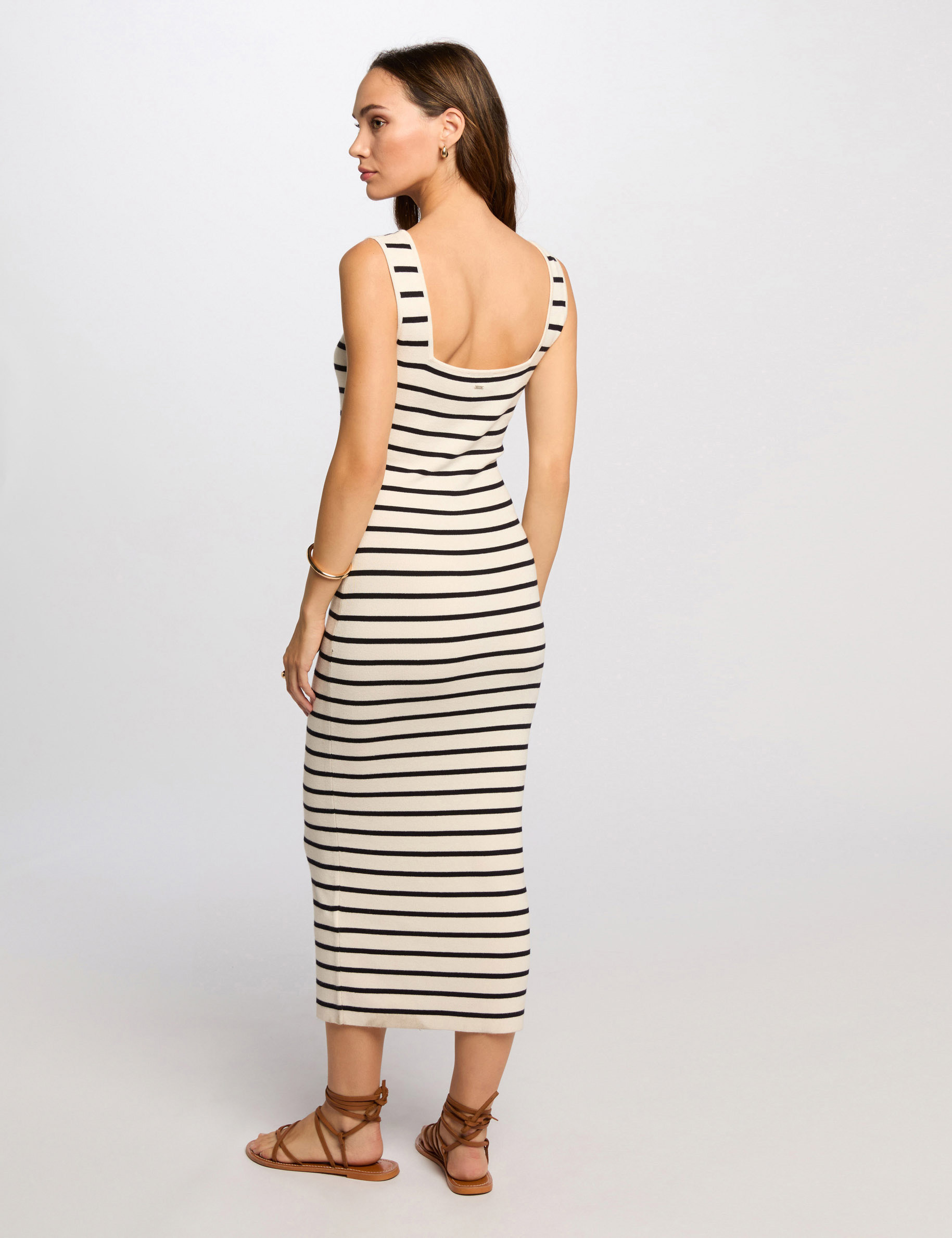 vestido punto largo ajustado crudo mujer Vestido punto largo ajustado crudo mujer