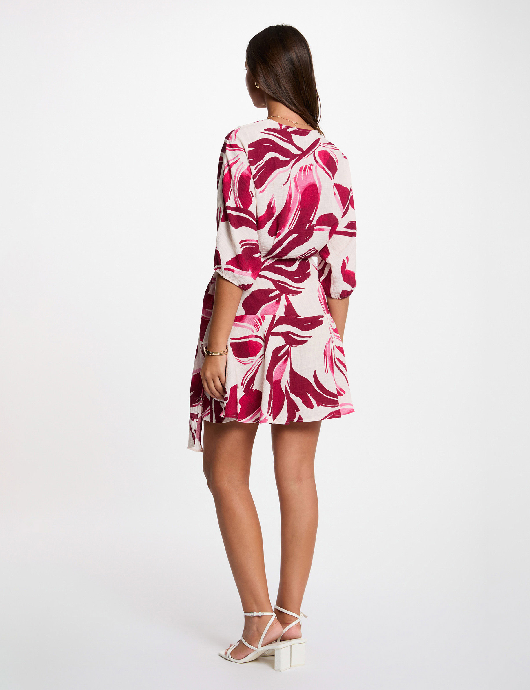 Vestido plisado cruzado multicolor mujer