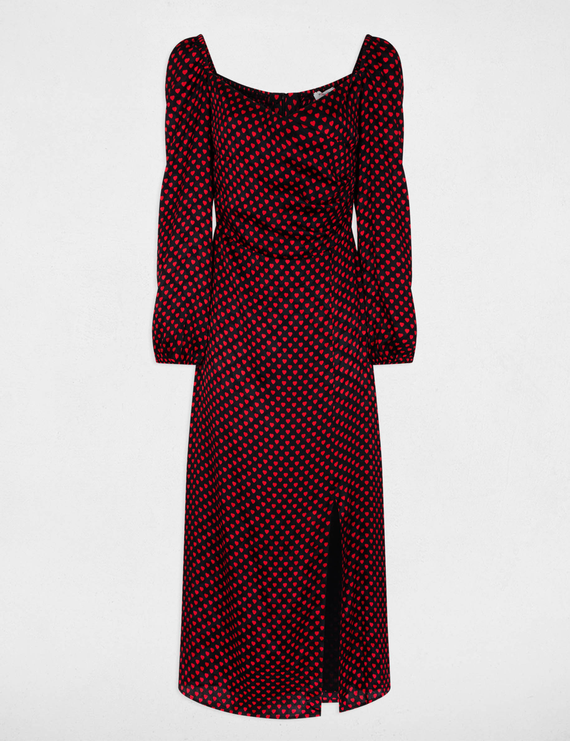 Vestido satinado mangas abullonadas multicolor mujer