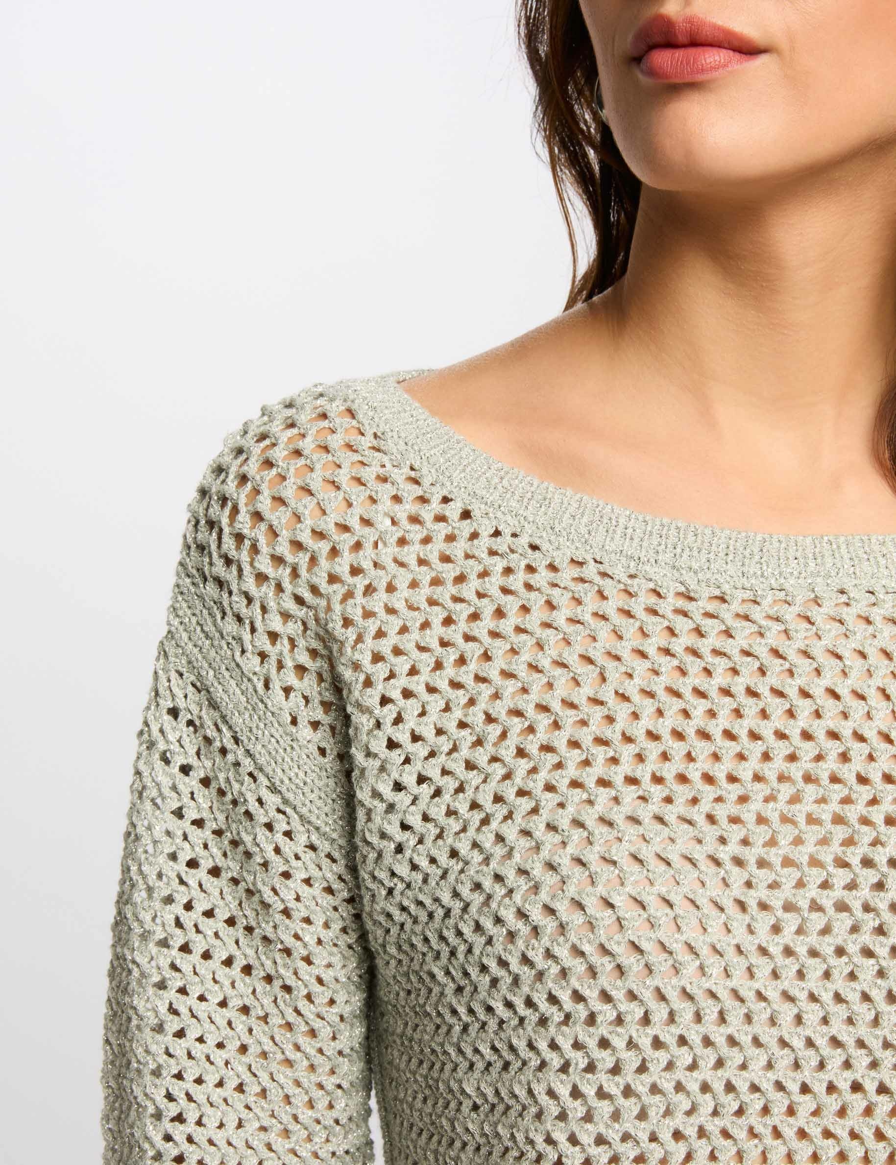 jersey calado manga 34 verde claro mujer Jersey calado manga 3/4 verde claro mujer