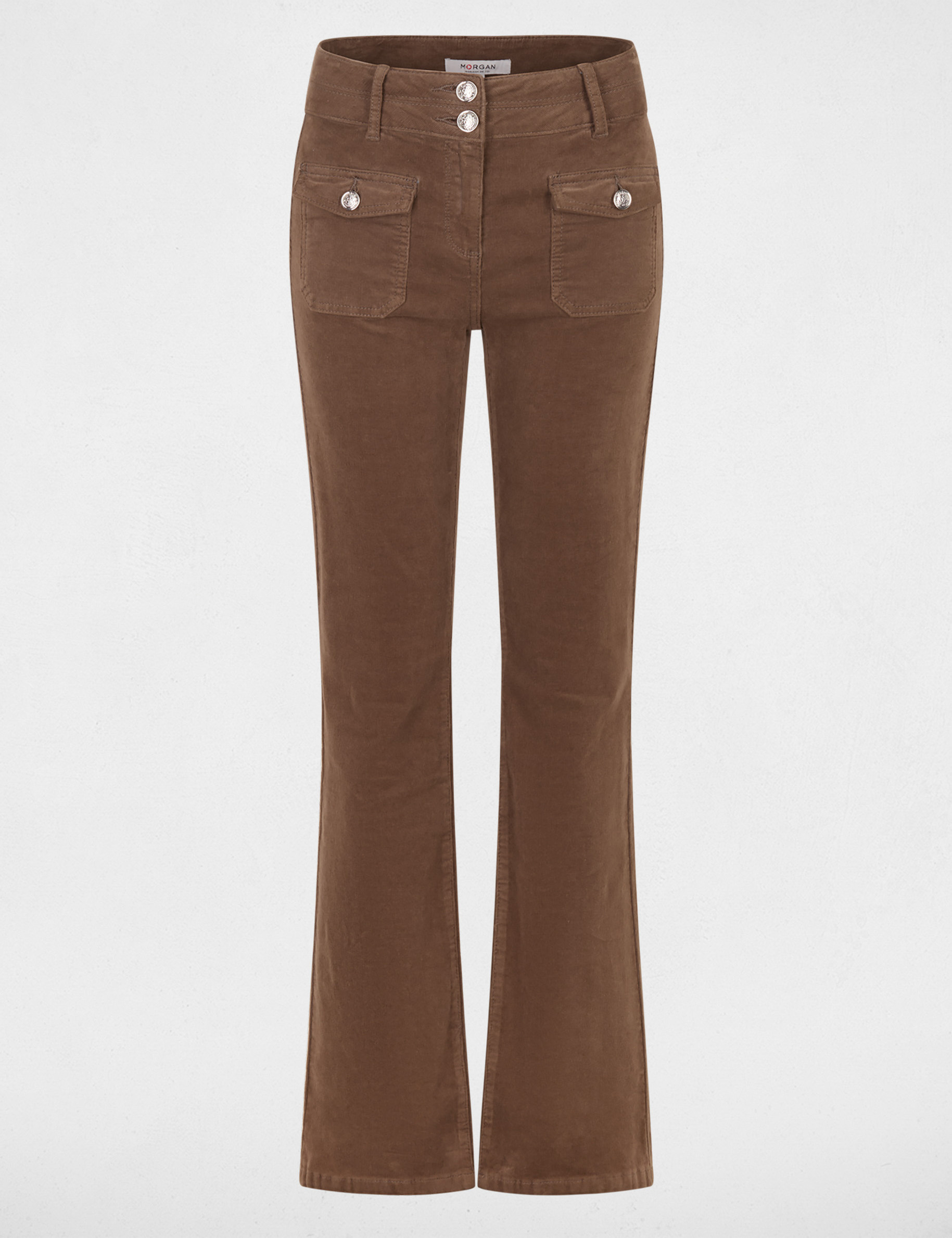 Pantal&oacute;n ajustado terciopelo verde caqui mujer