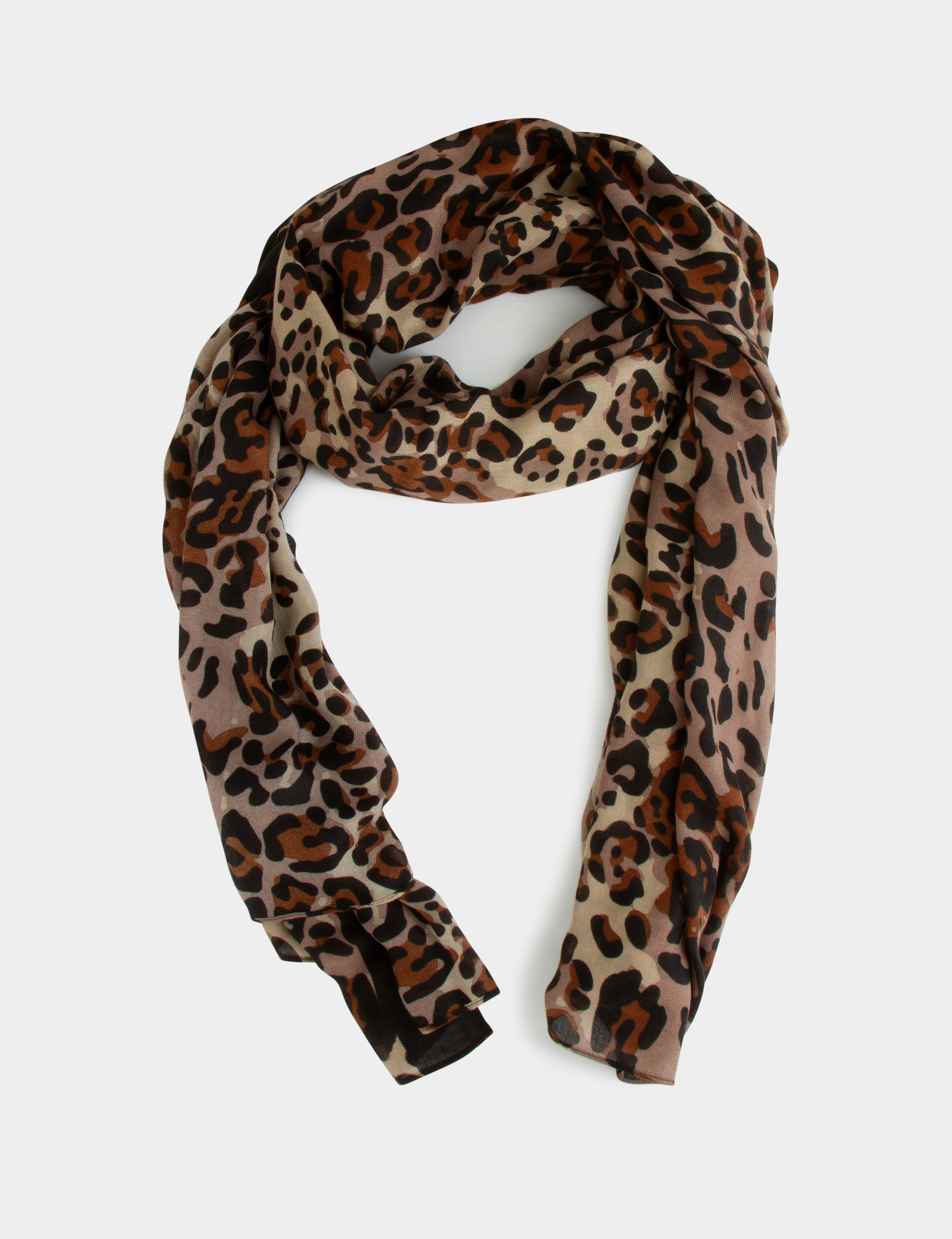 fular estampado animal marron mujer Fular estampado animal marrón mujer