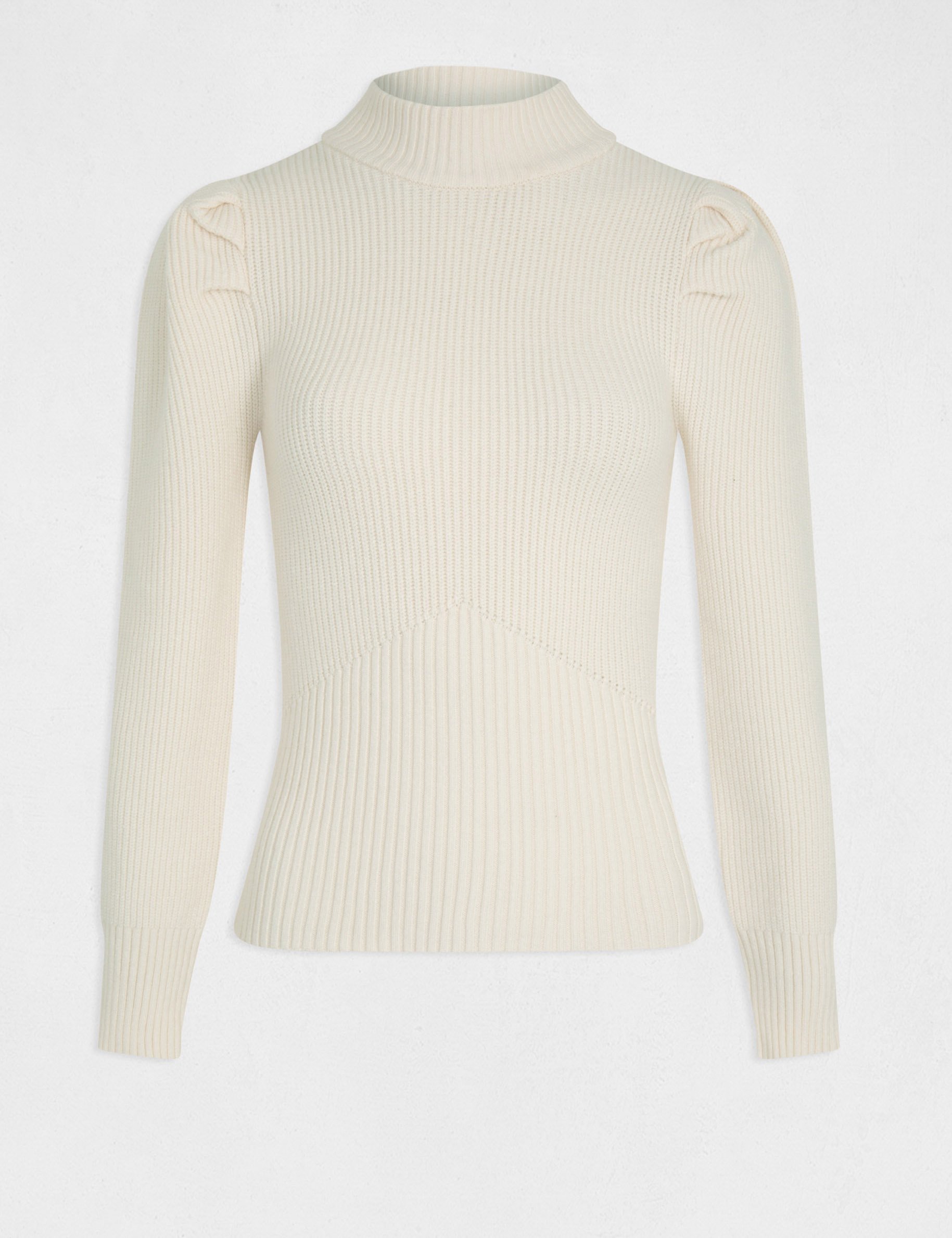 jersey manga larga con cuello alto marfil mujer Jersey manga larga con cuello alto marfil mujer