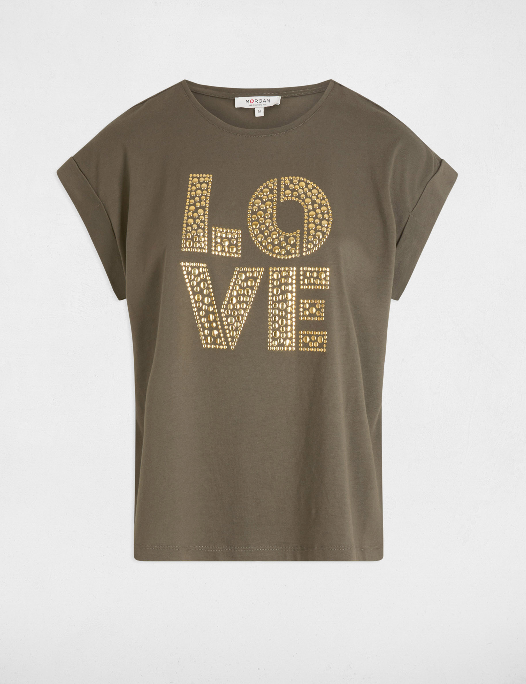 camiseta con mensaje verde caqui mujer Camiseta con mensaje verde caqui mujer