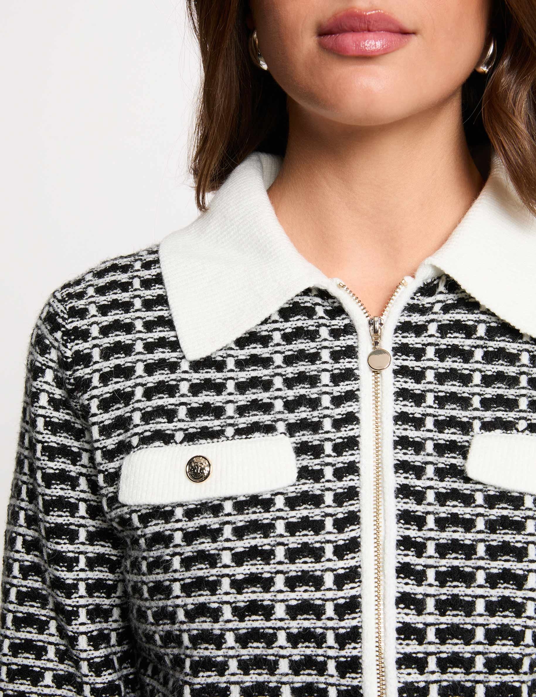 C&aacute;rdigan jacquard de espiga negro mujer
