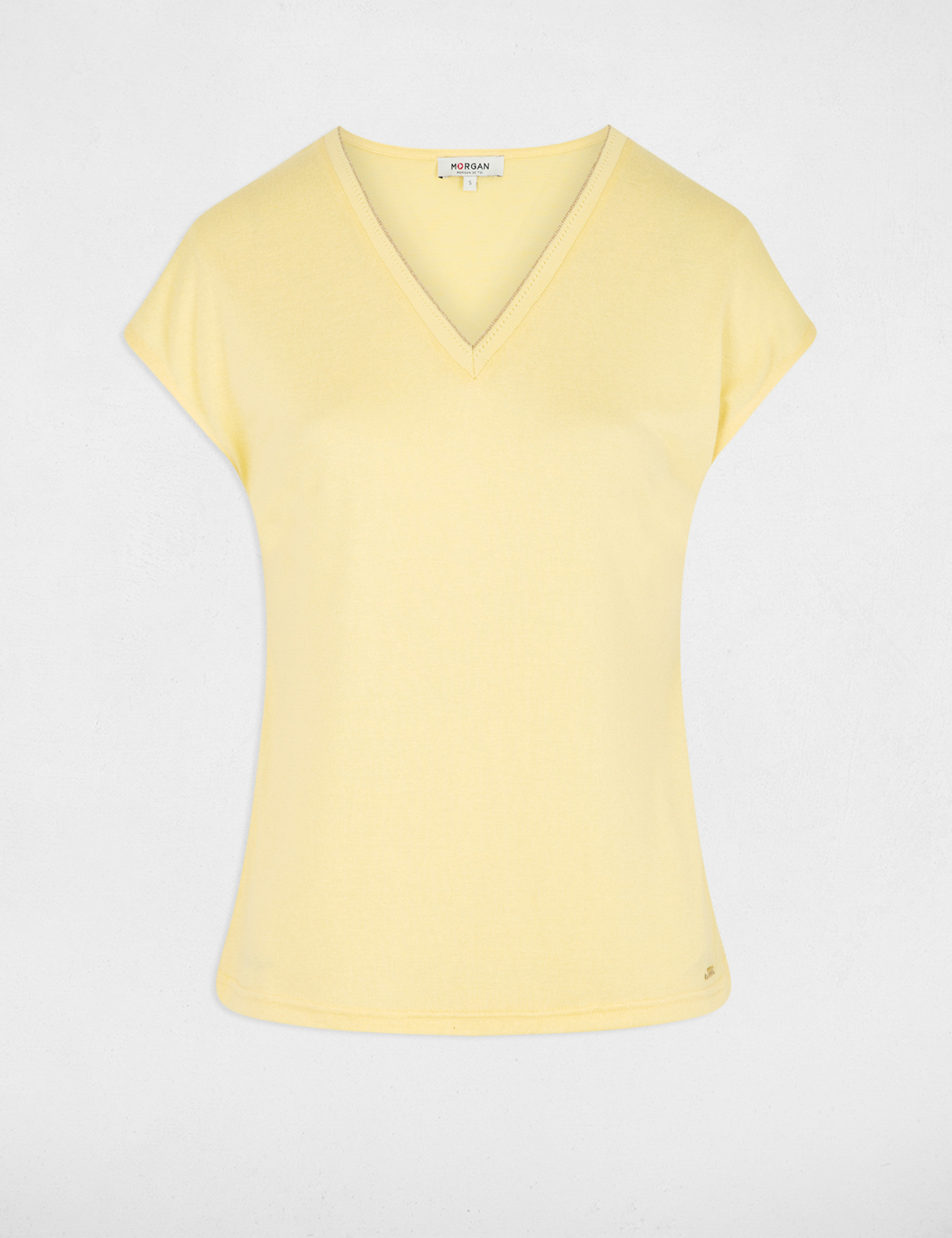 Camiseta de manga corta amarillo claro mujer