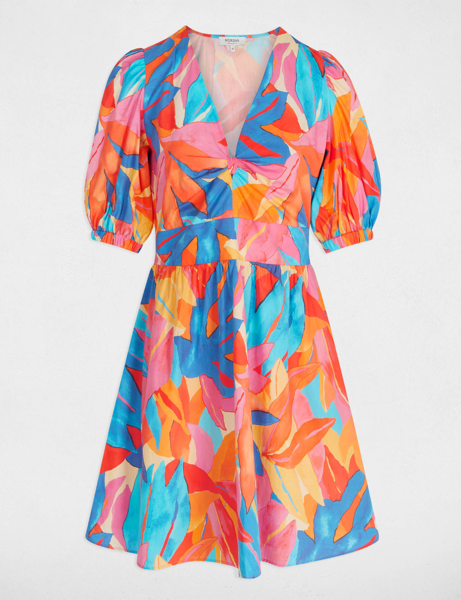 vestido acampado estampado multicolor mujer Vestido acampado estampado multicolor mujer