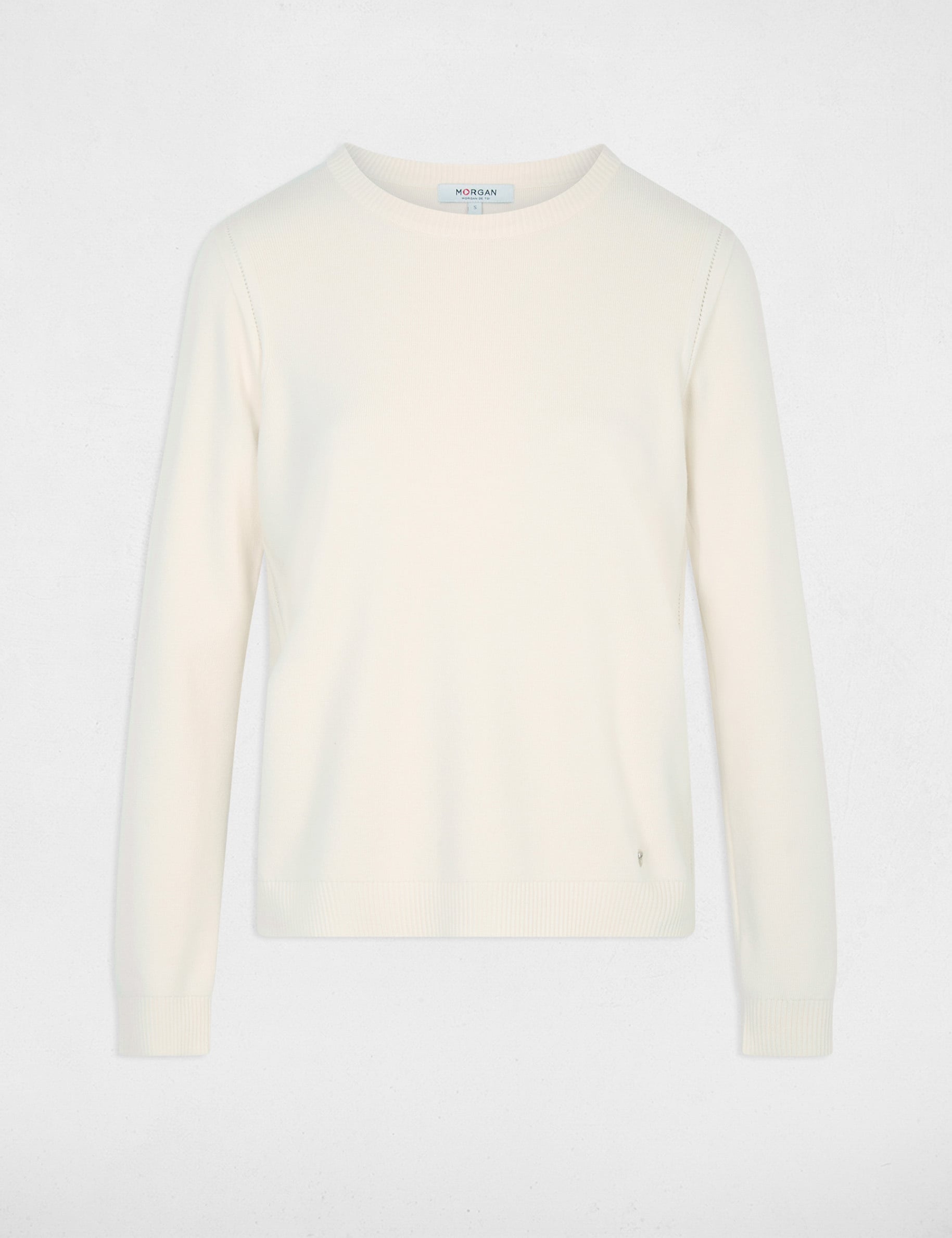 Jersey de punto con relieve marfil mujer