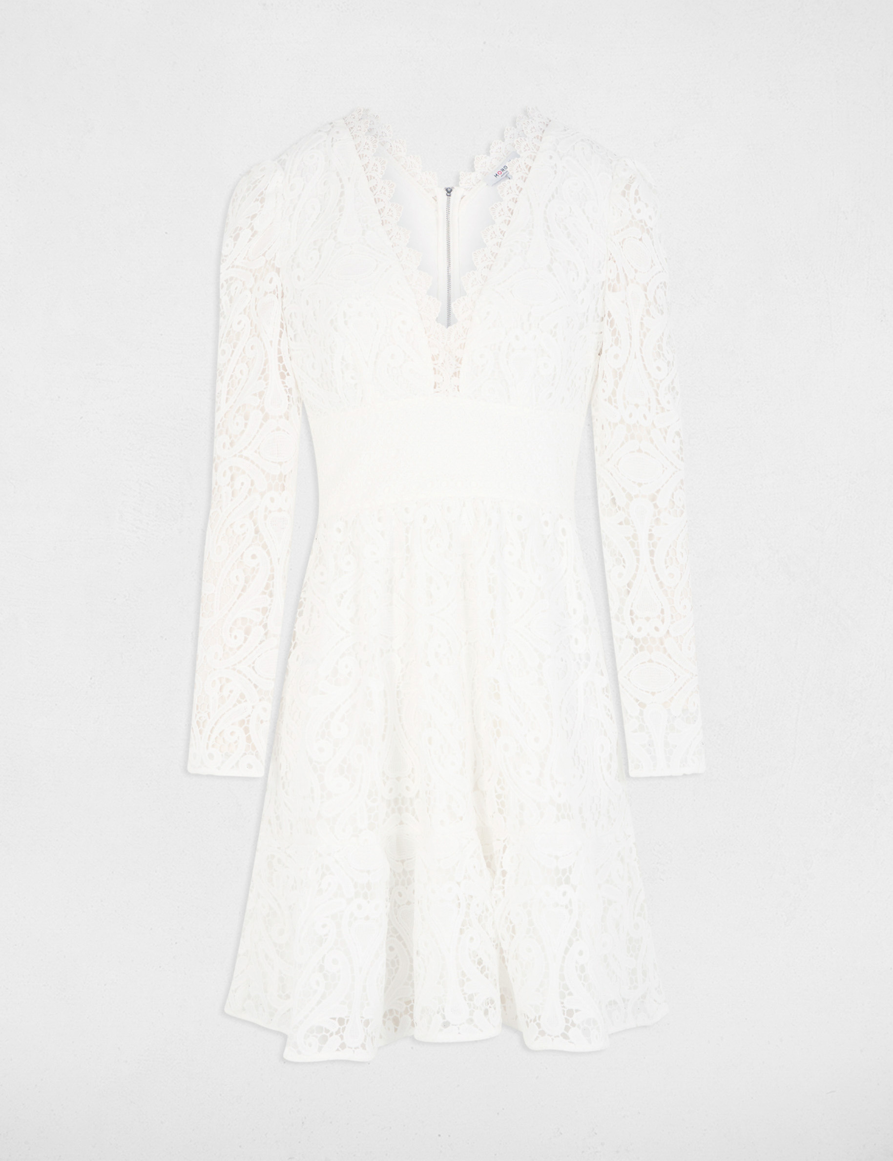 vestido acampanado encaje blanco mujer Vestido acampanado encaje blanco mujer