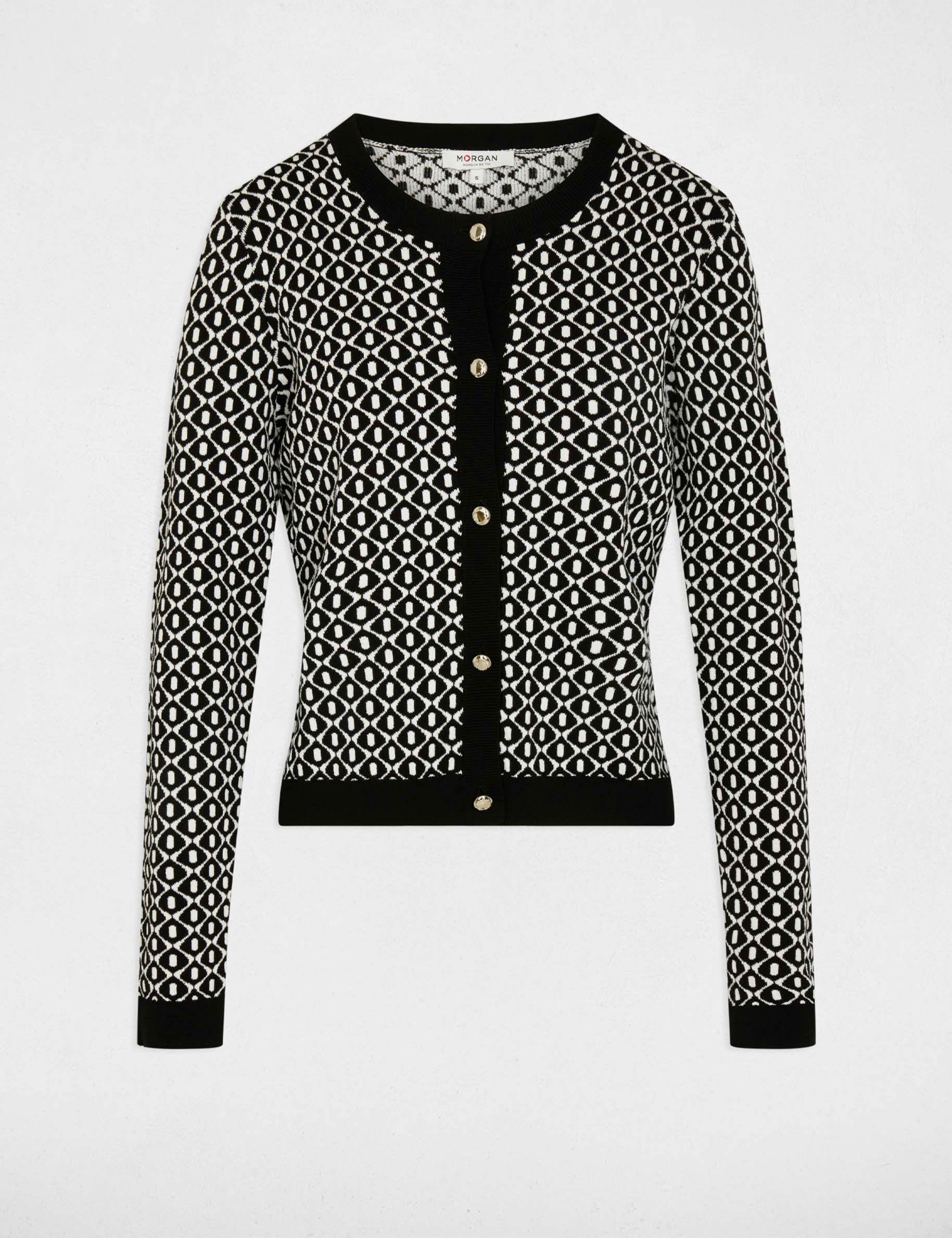 Chaqueta corta de jacquard negro mujer