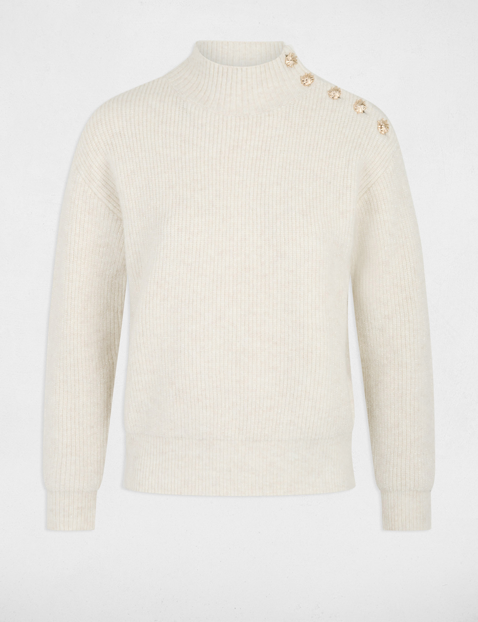 Jersey de cuello alto marfil mujer
