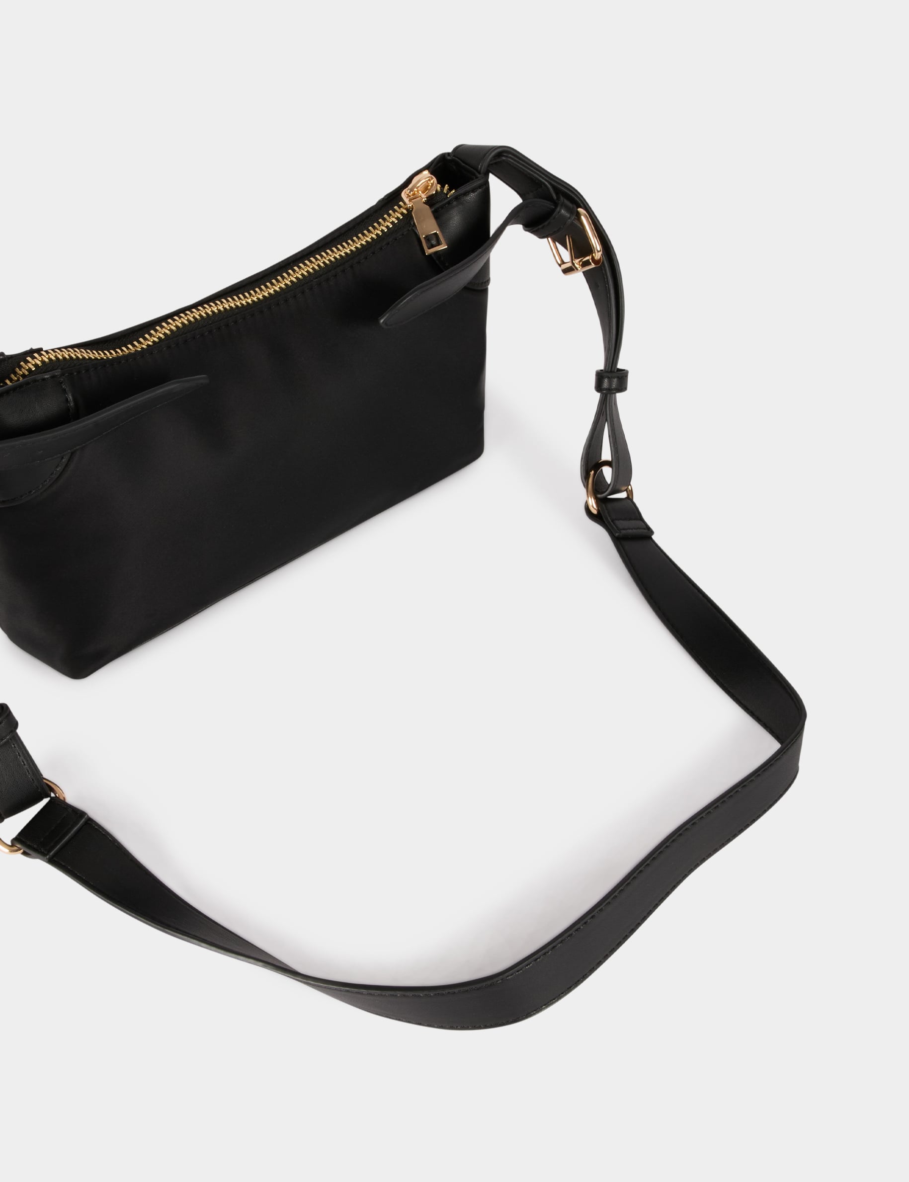 Bolso nylon polipiel negro mujer