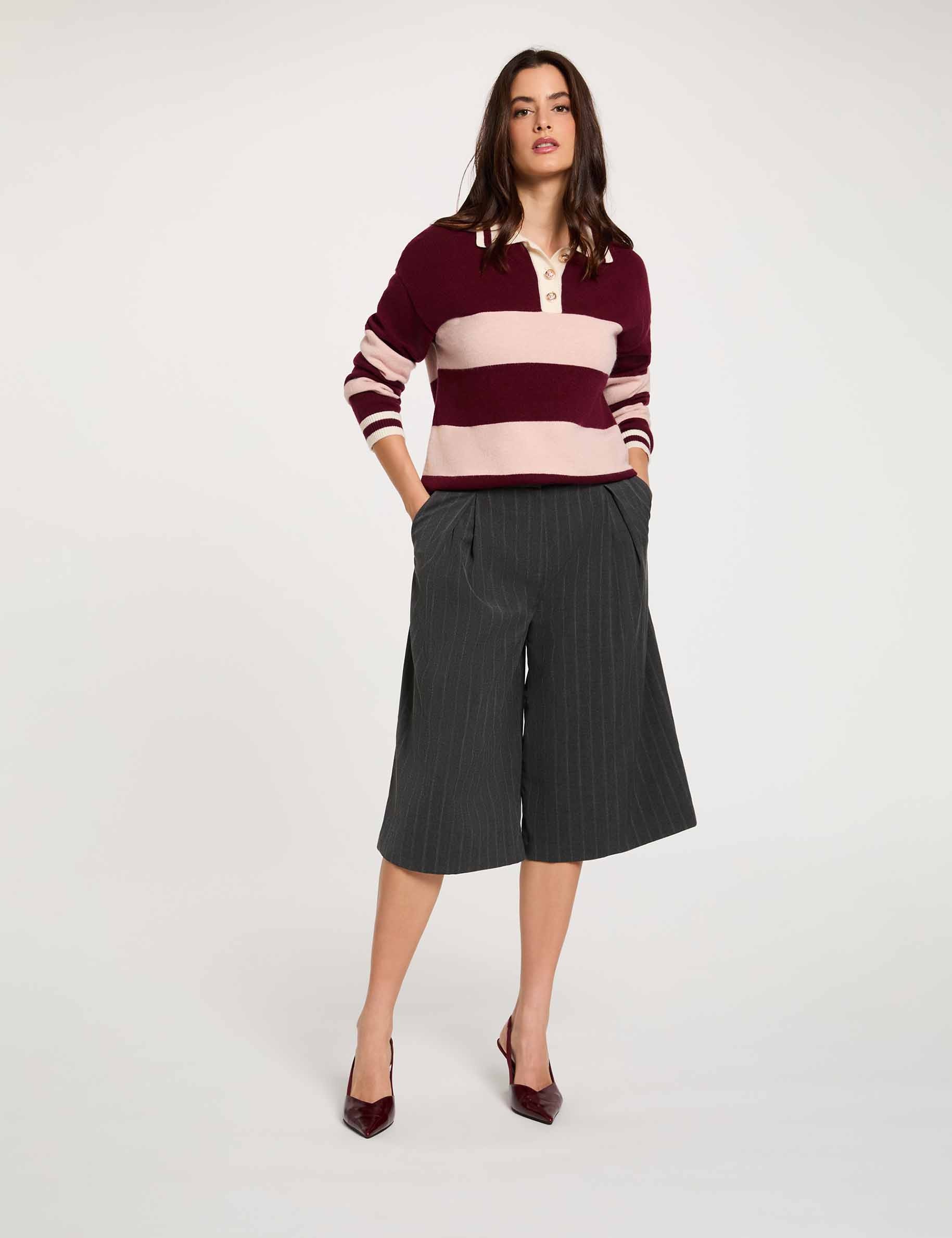 Jersey con cuello vuelto burdeos mujer