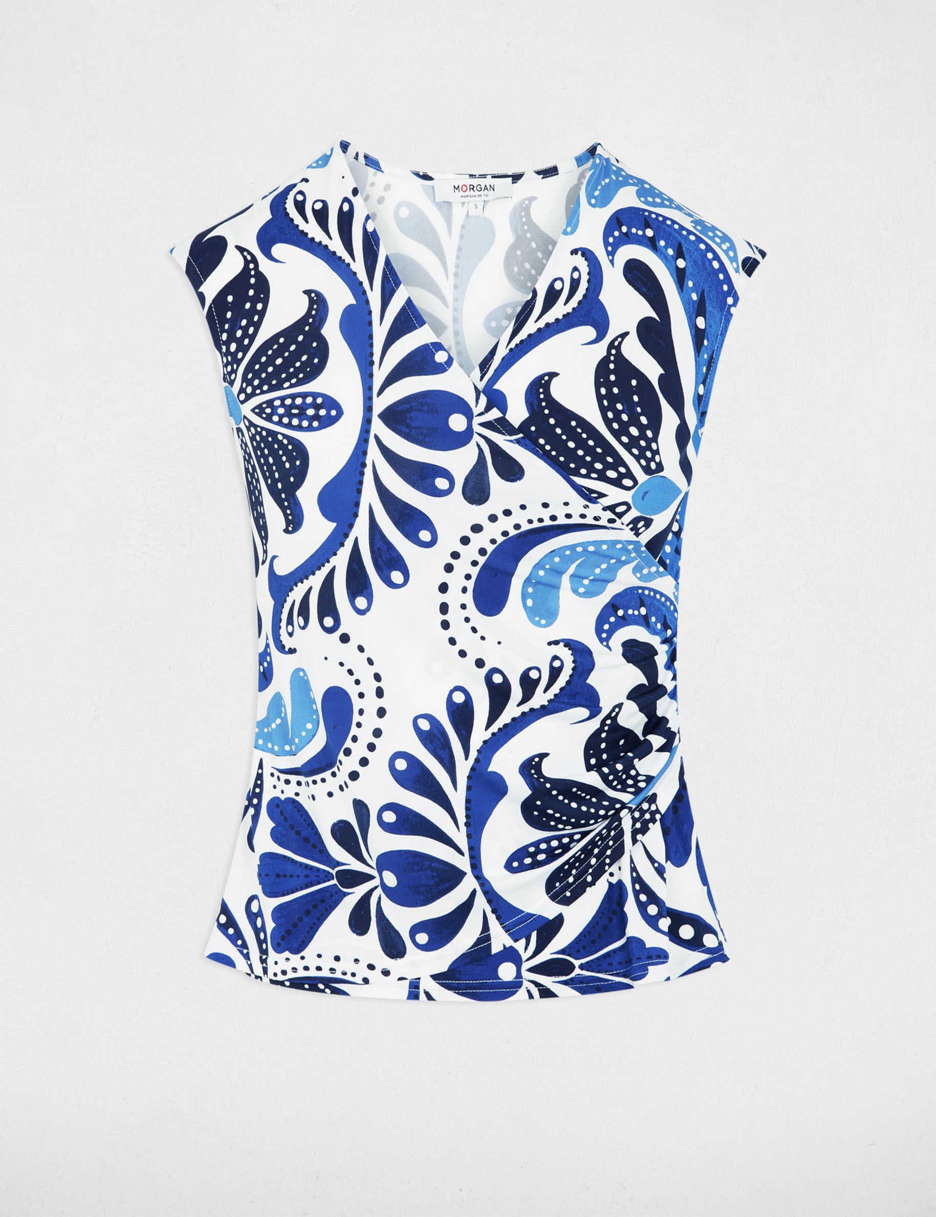 Camiseta ajustada sin mangas multicolor mujer