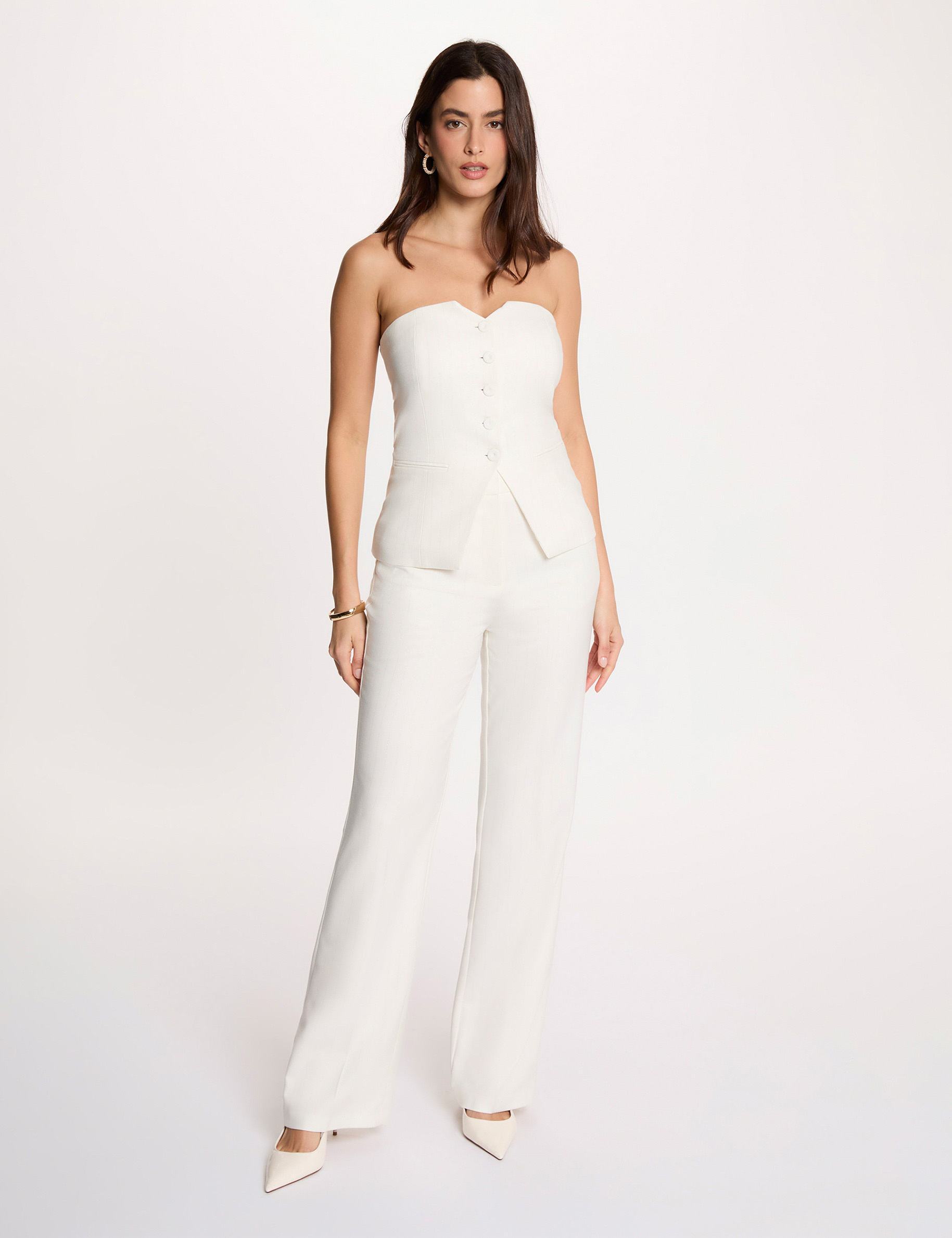 Bustier de rayas sin mangas blanco mujer