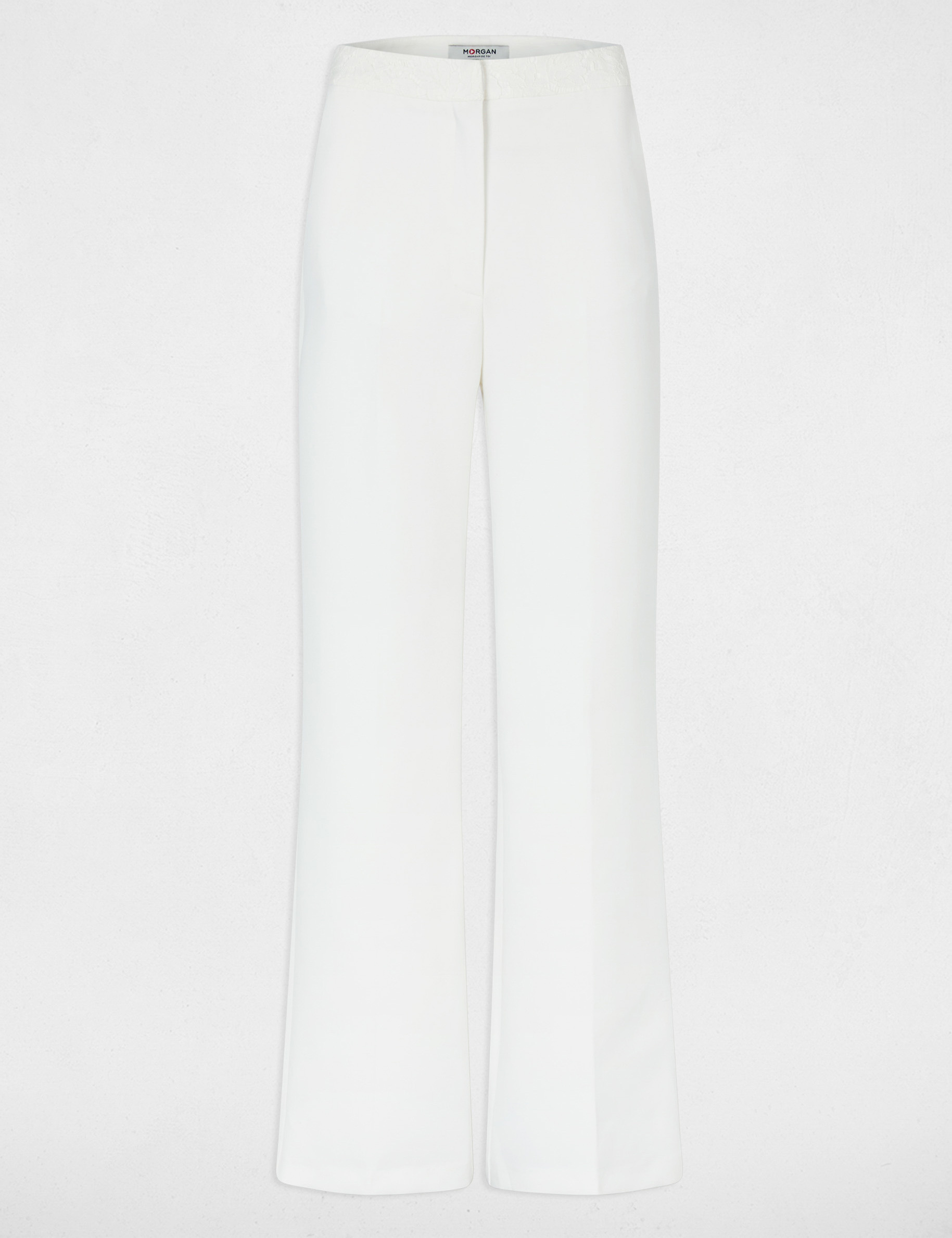 Pantal&oacute;n ancho de tiro alto blanco mujer