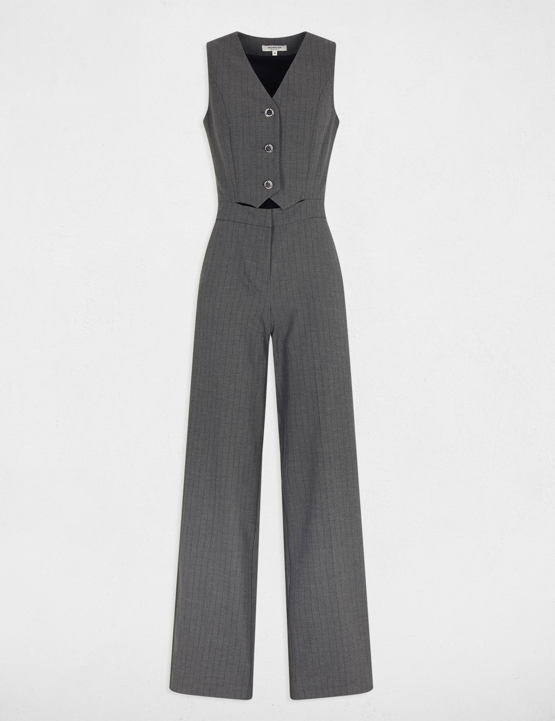 Mono fluido sin mangas gris moyen mujer