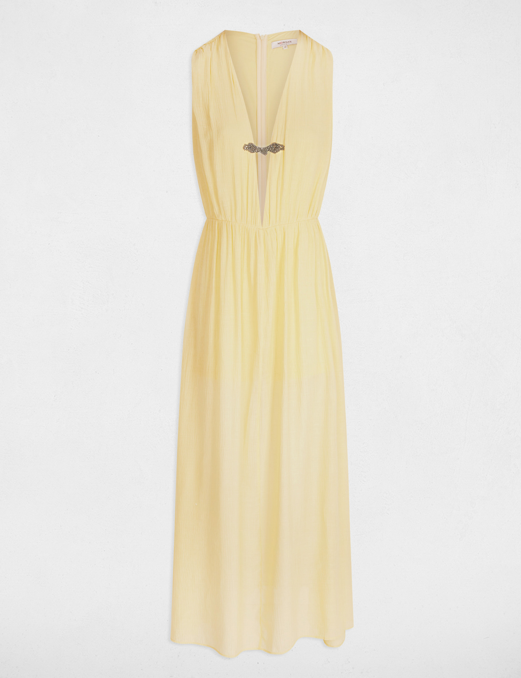 vestido largo recto amarillo pastel mujer Vestido largo recto amarillo pastel mujer