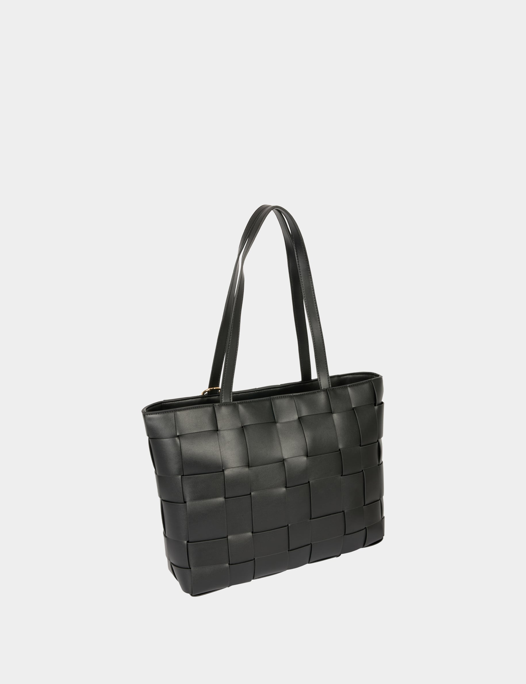 Bolso tote trenzado negro mujer