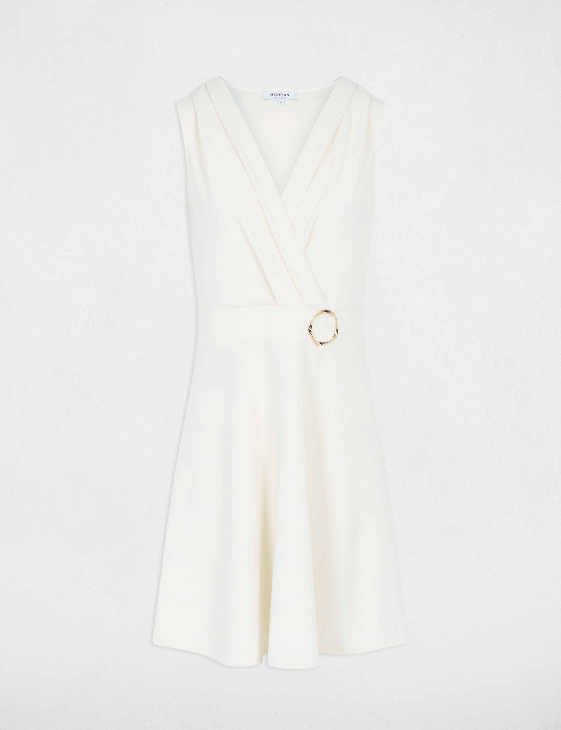 Vestido corto cruzado creme mujer