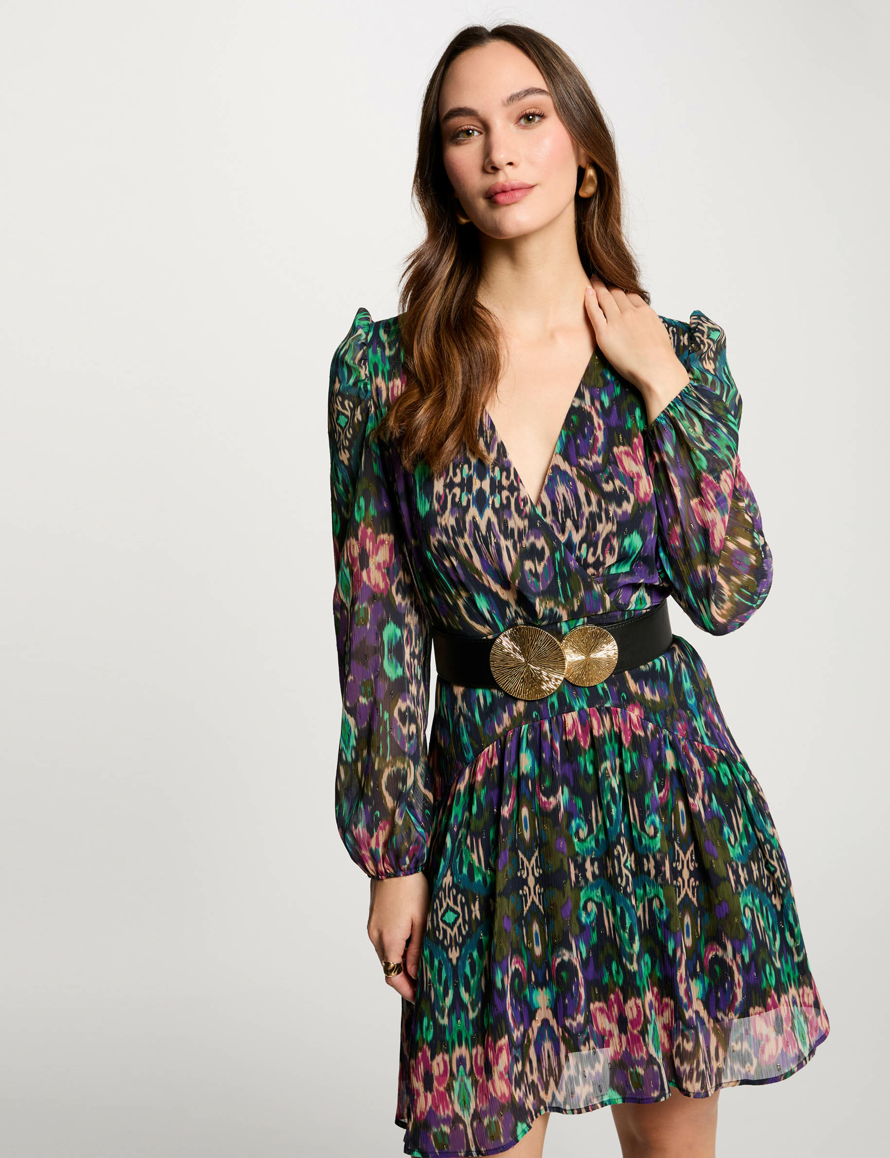 vestido acampado estampado multicolor mujer Vestido acampado estampado multicolor mujer