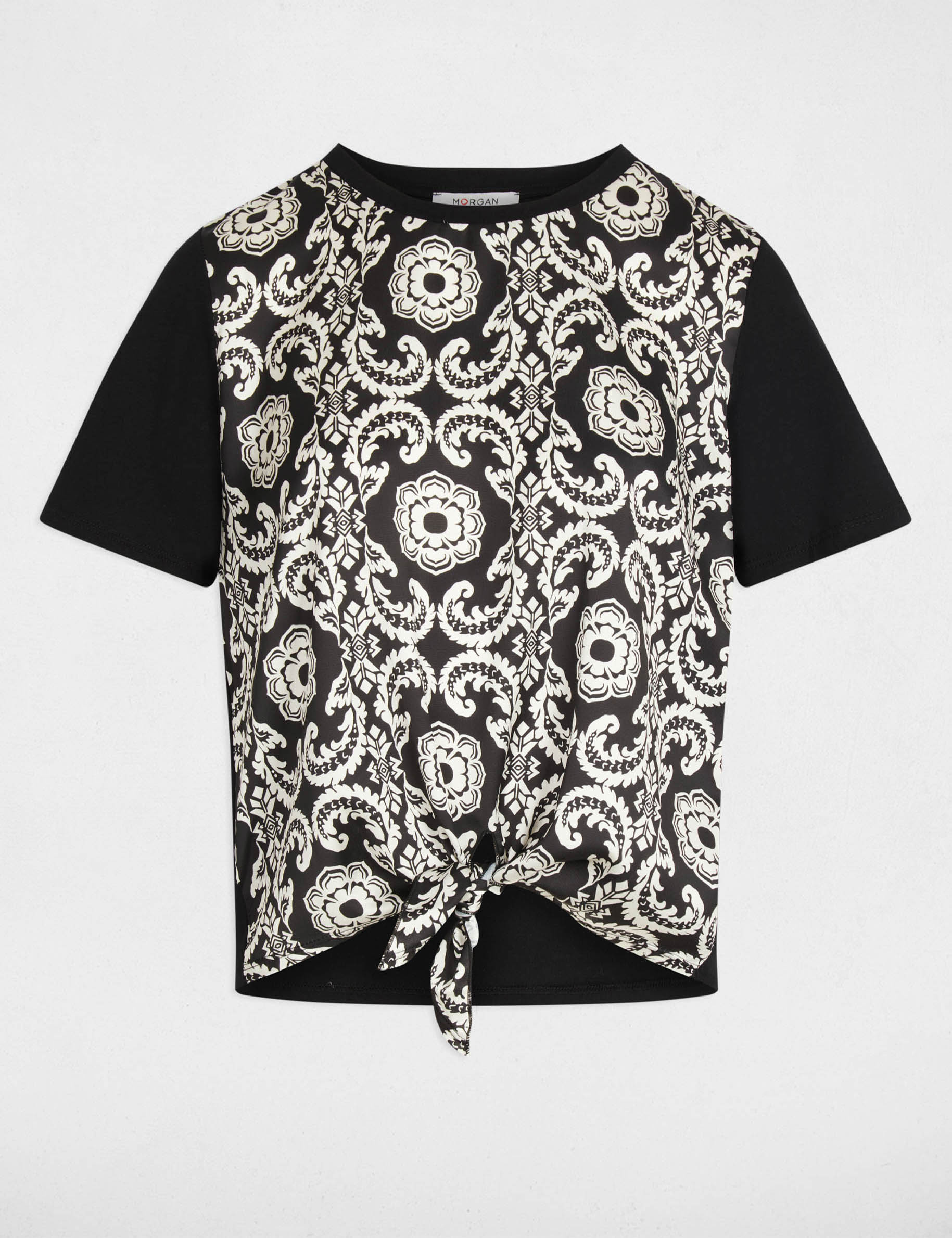 Camiseta cropped estampada blanco mujer