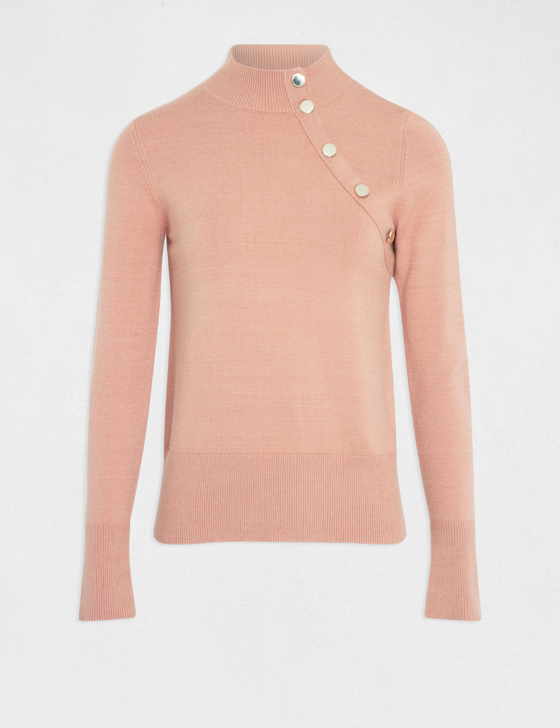 jersey manga larga botones decorativos rosa envejecido mujer Jersey manga larga botones decorativos rosa envejecido mujer