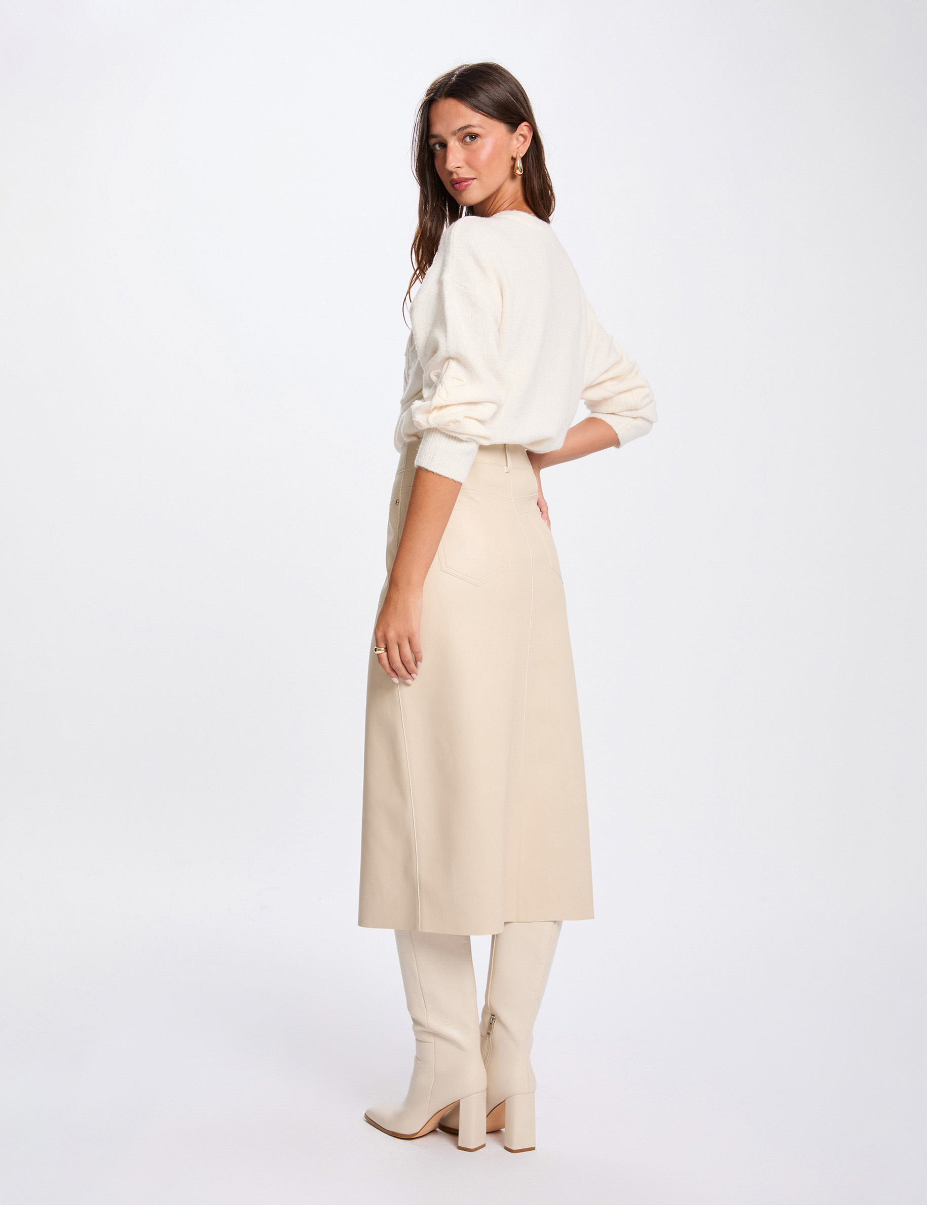 Jersey cuello redondo fantas&iacute;a marfil mujer