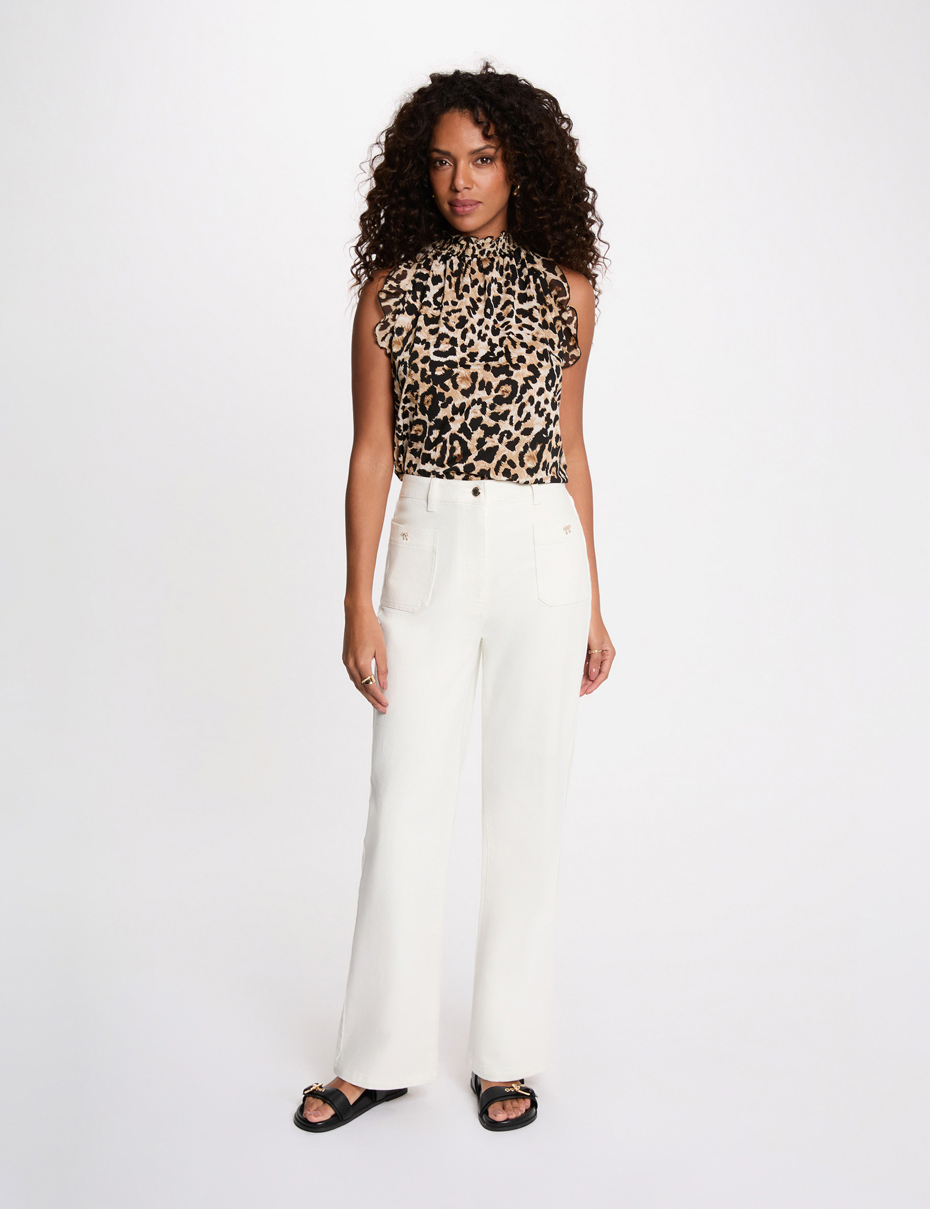 Top sin mangas de cuello alto multicolor mujer