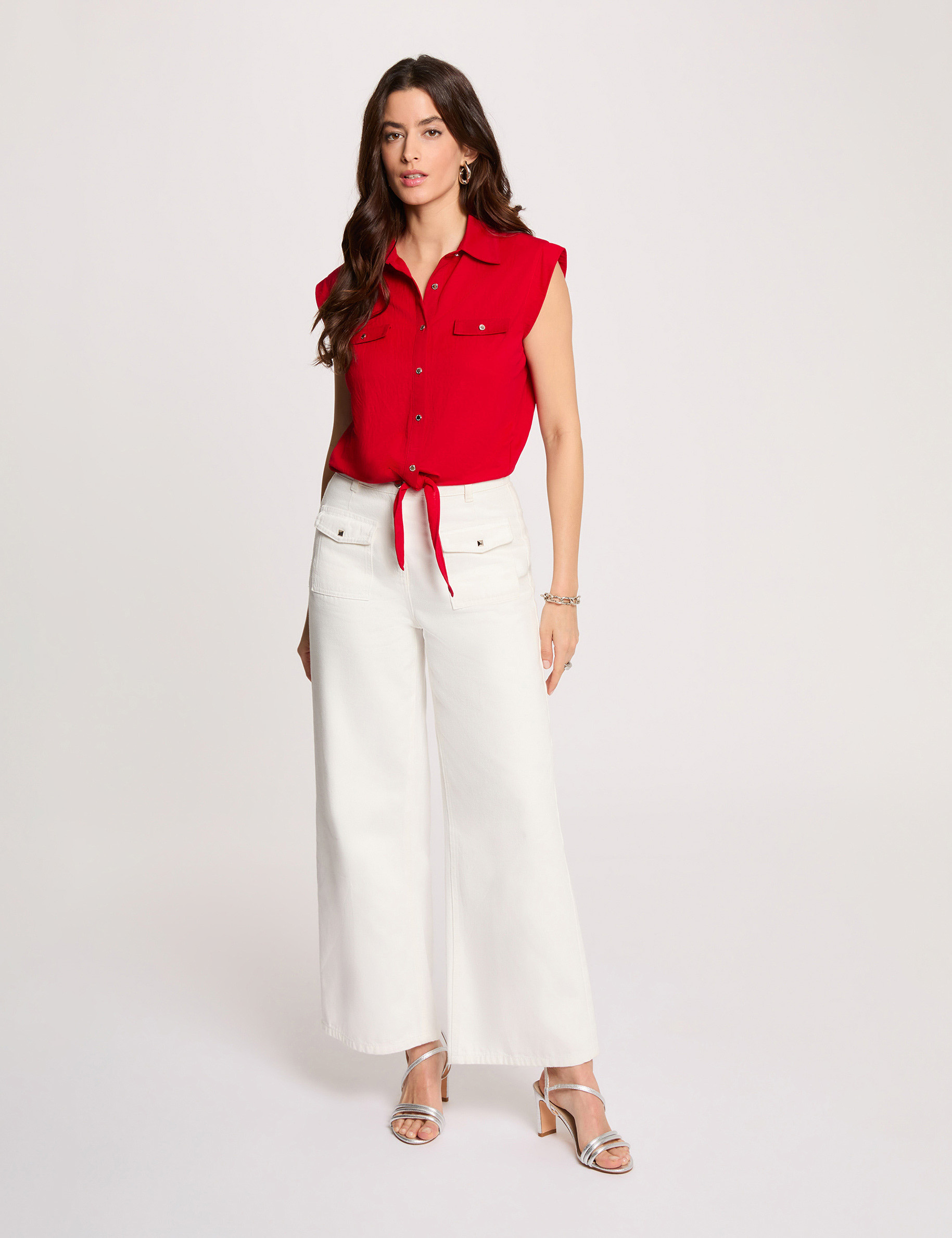 Blusa sin mangas rojo mujer