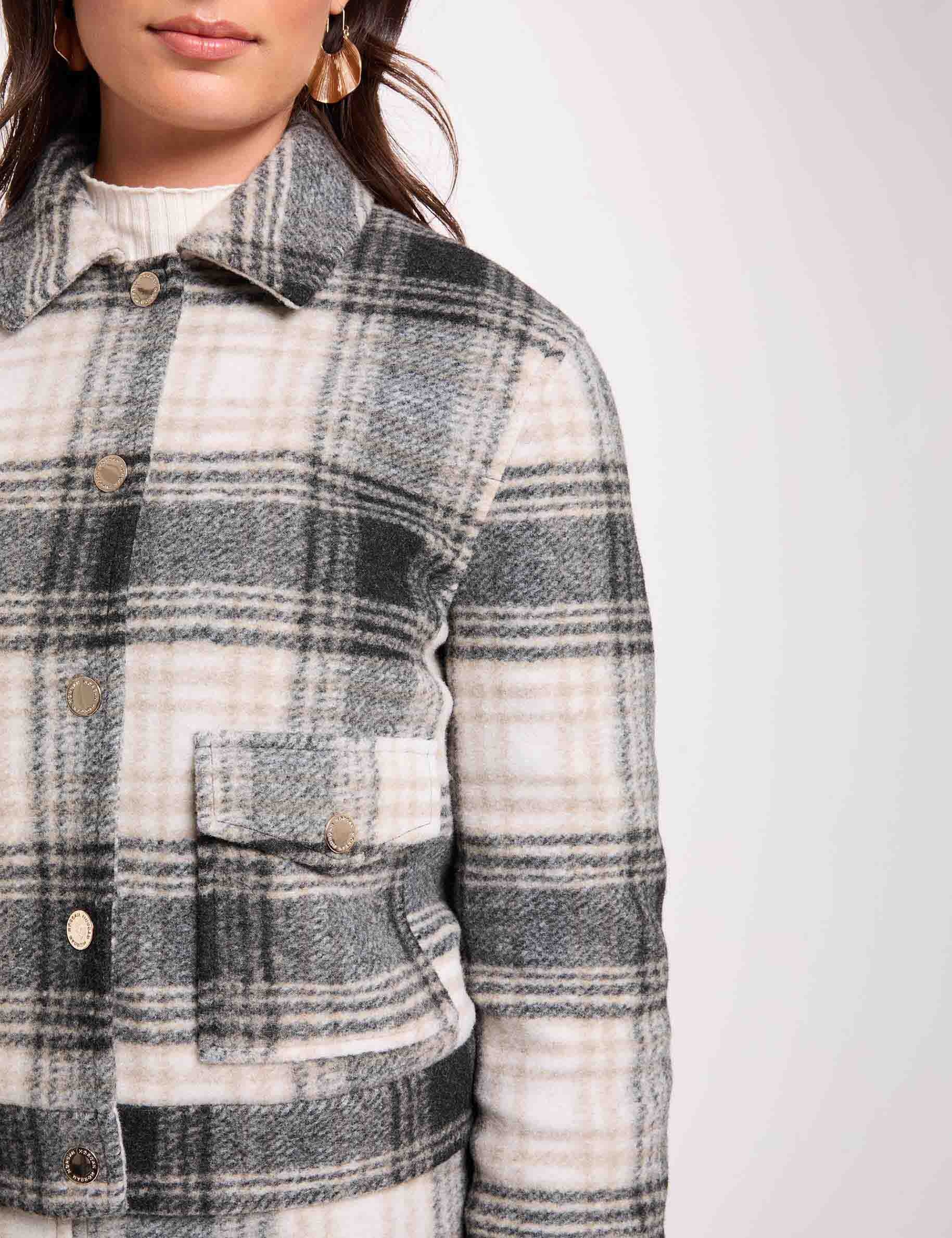 Chaqueta recta de cuadros multicolor mujer