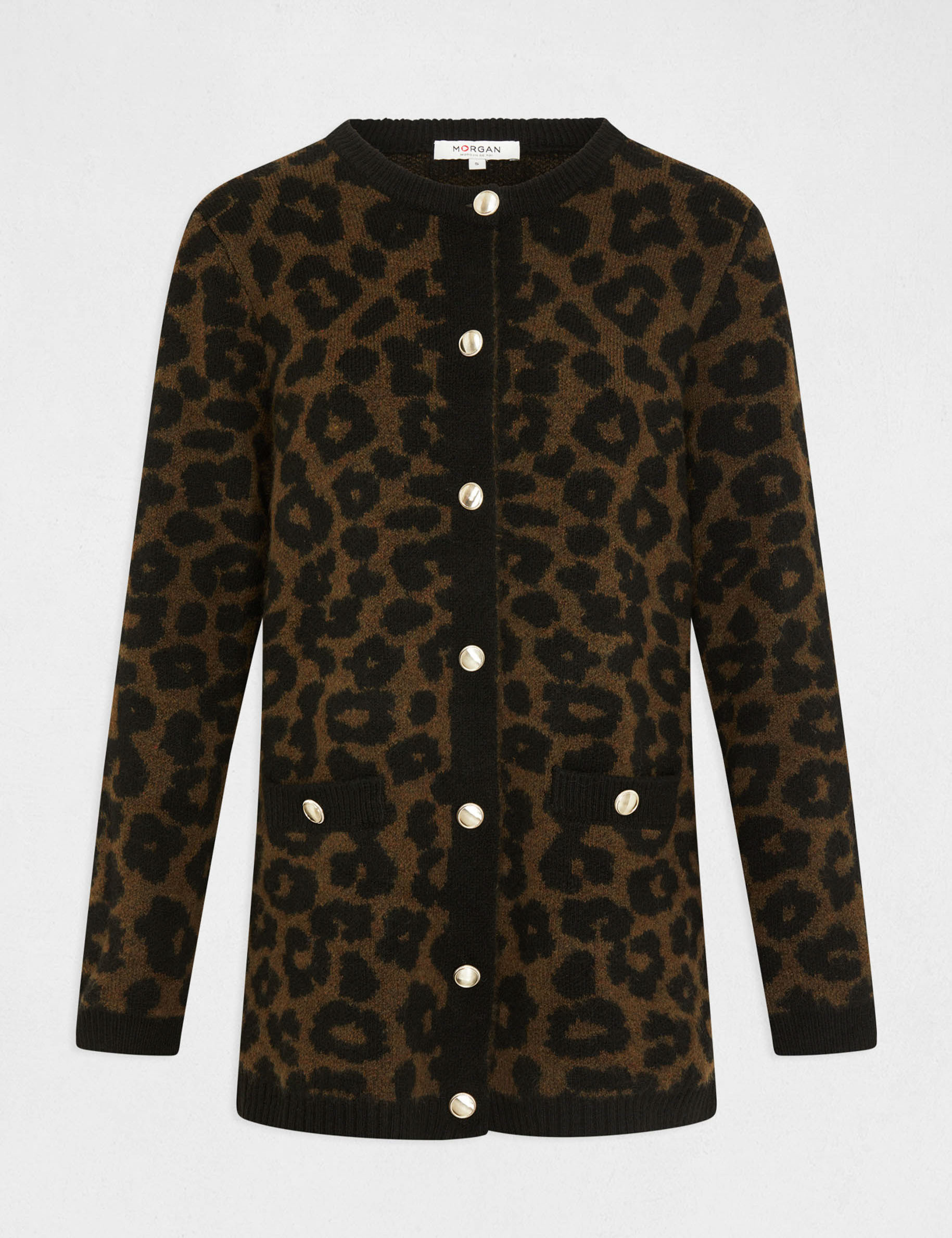cardigan estampado de leopardo negro mujer Cárdigan estampado de leopardo negro mujer